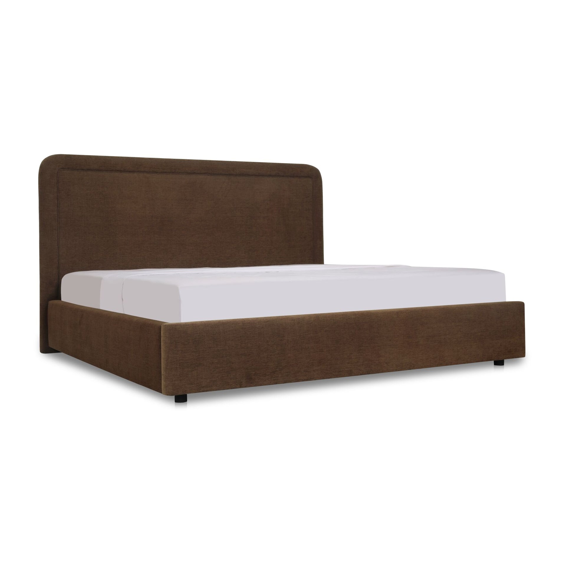 Emeron Queen Storage Bed, Upholstered Polyester with Solid Wood Frame, Brown