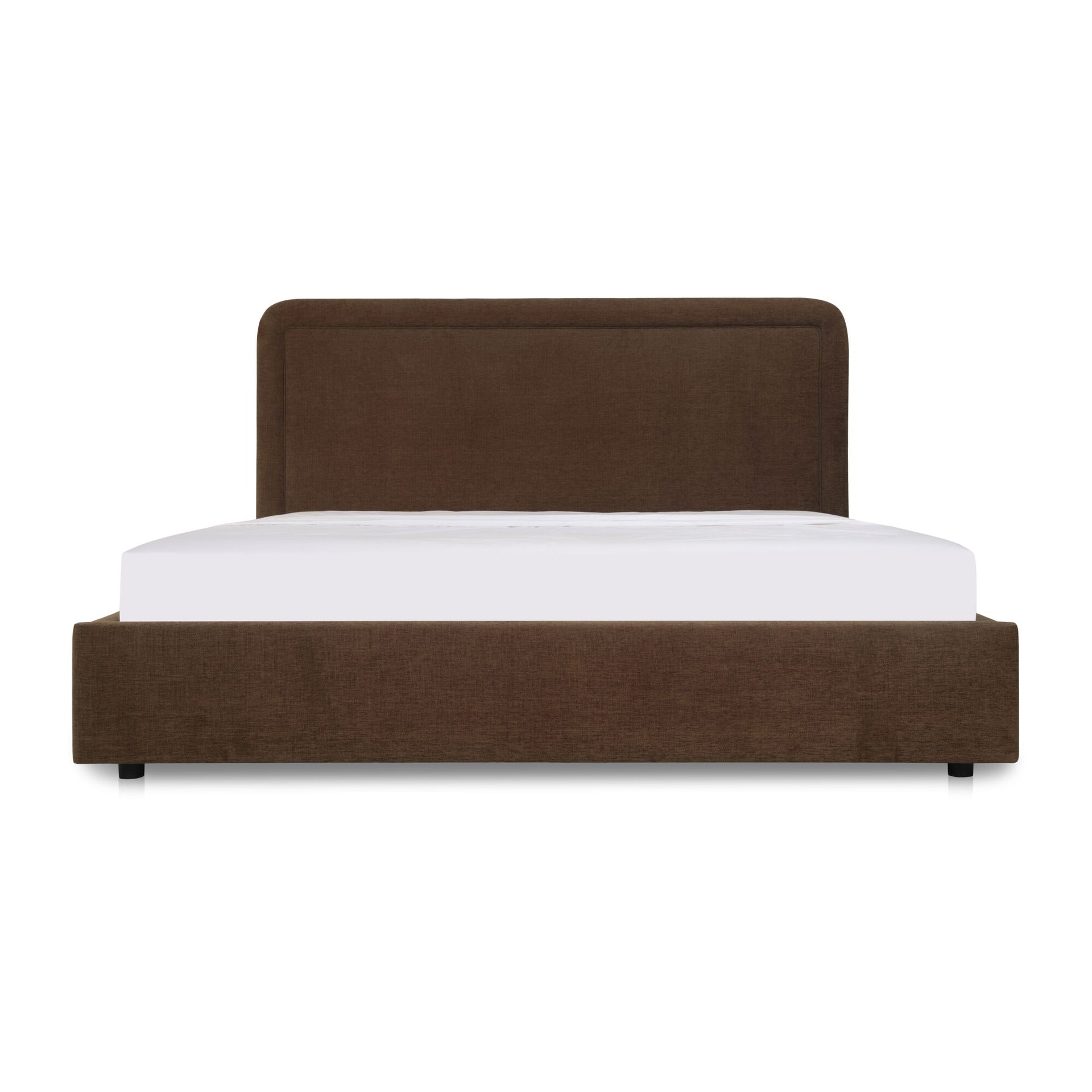 Emeron Queen Storage Bed, Upholstered Polyester with Solid Wood Frame, Brown