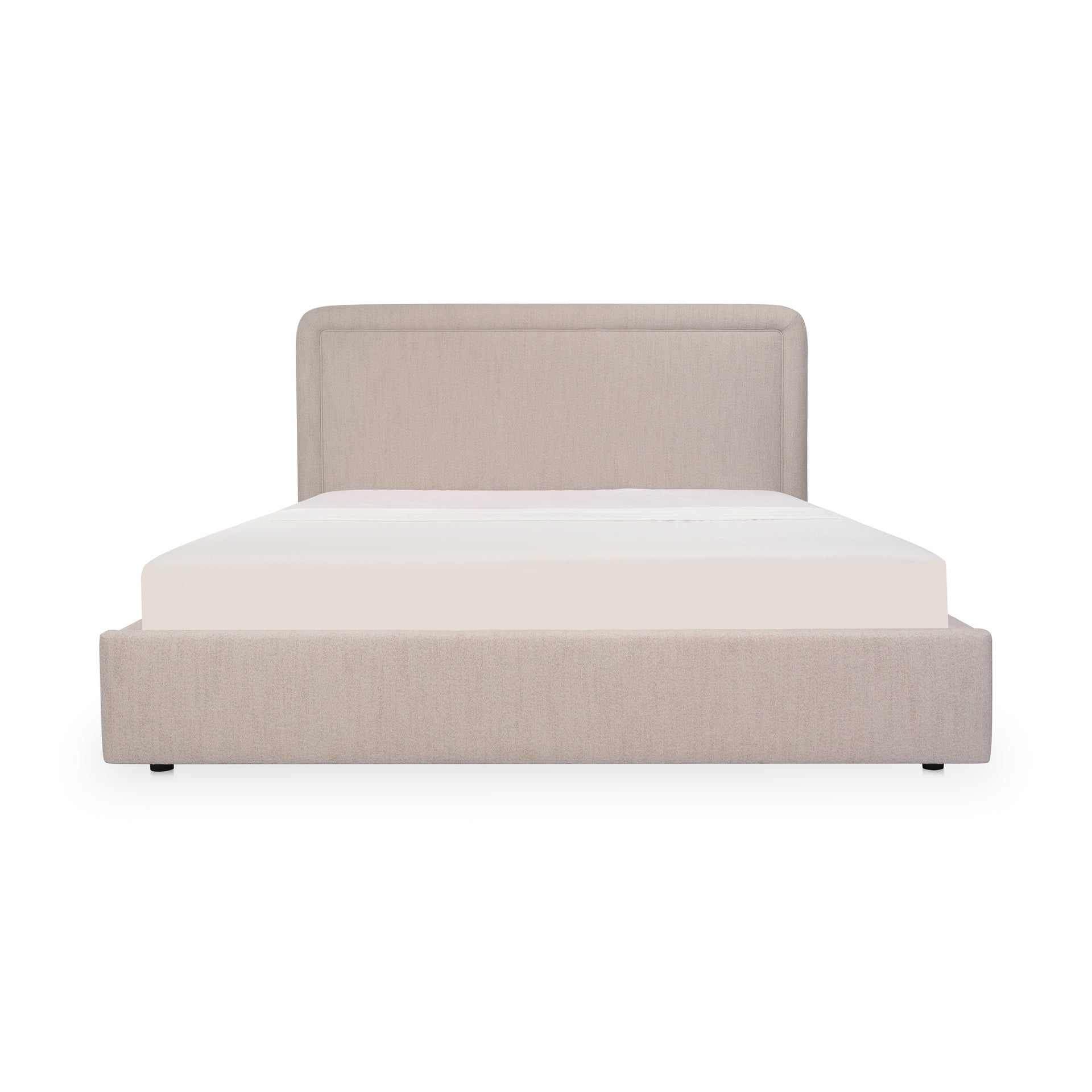 Emeron Queen Storage Bed, Upholstered Polyester with Solid Wood Frame, Beige