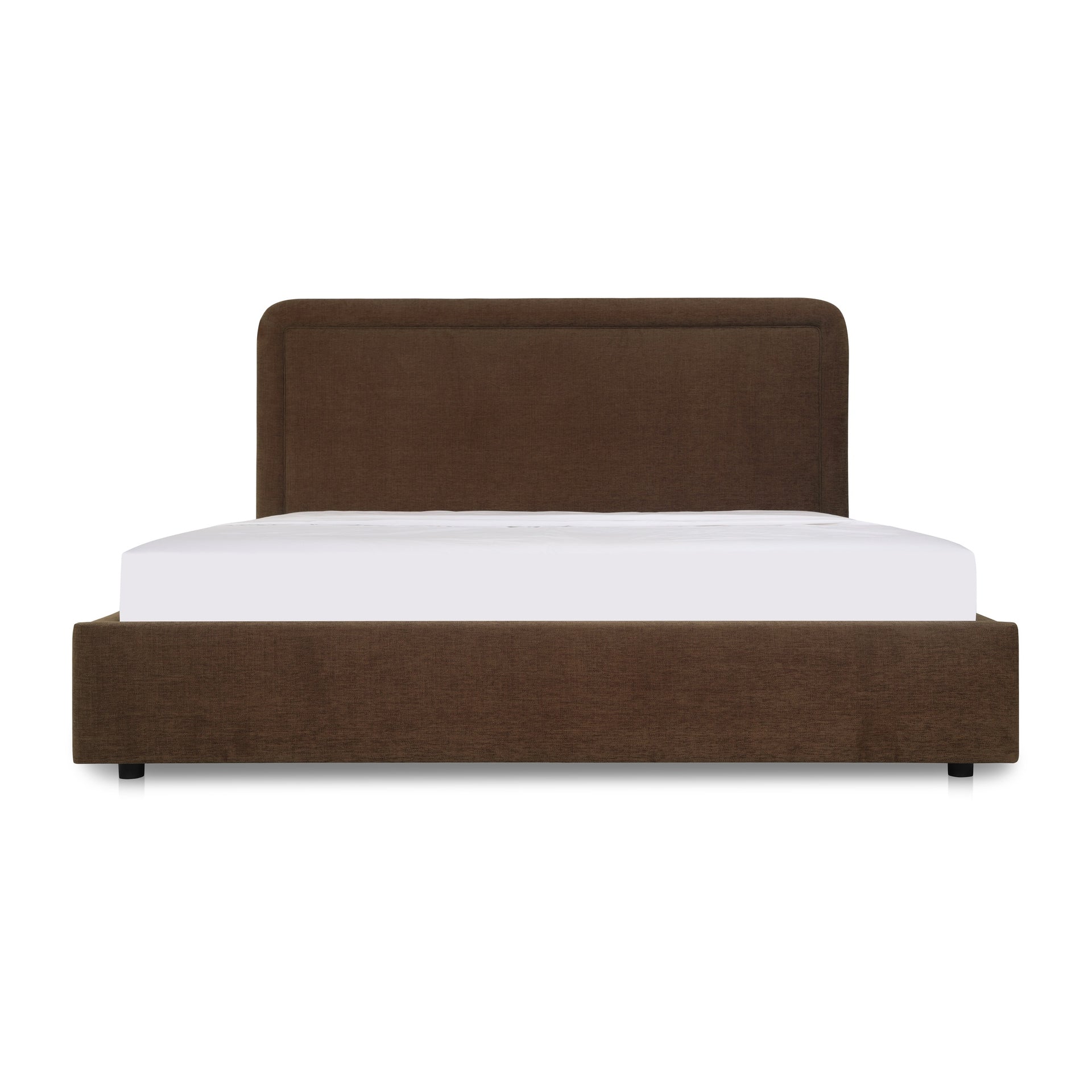 Emeron King Storage Bed, Upholstered Polyester with Solid Wood Frame, Brown