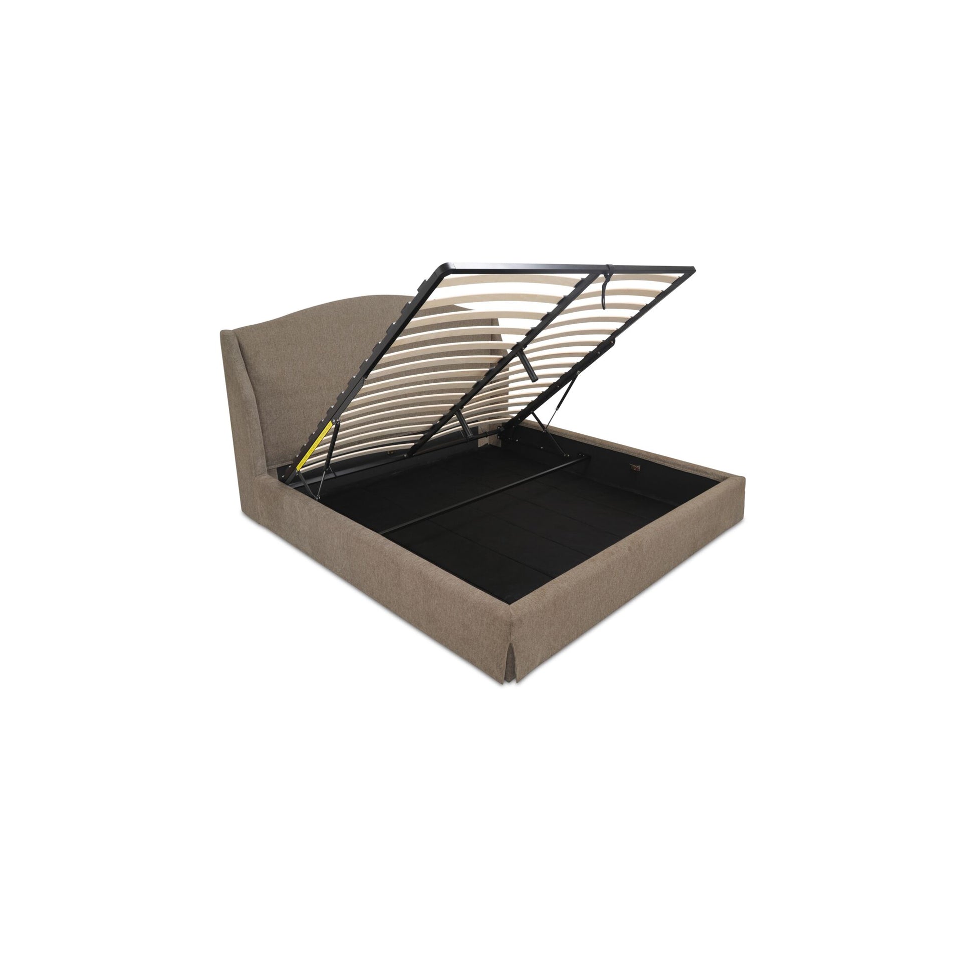 Rastus King Storage Bed, Upholstered Polyester with Solid Wood Frame, Brown