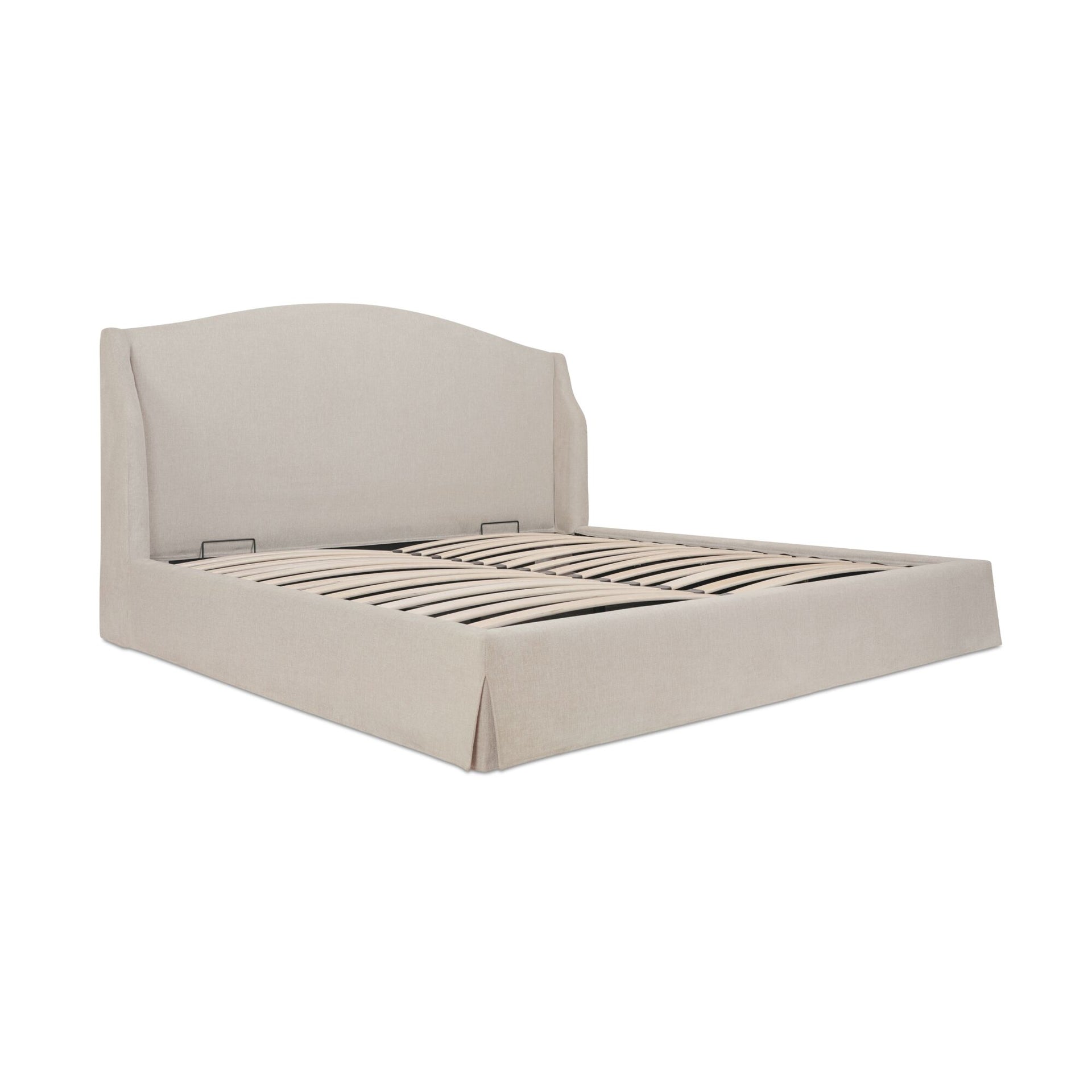 Rastus Queen Storage Bed, Upholstered Polyester with Solid Wood Frame, Cream