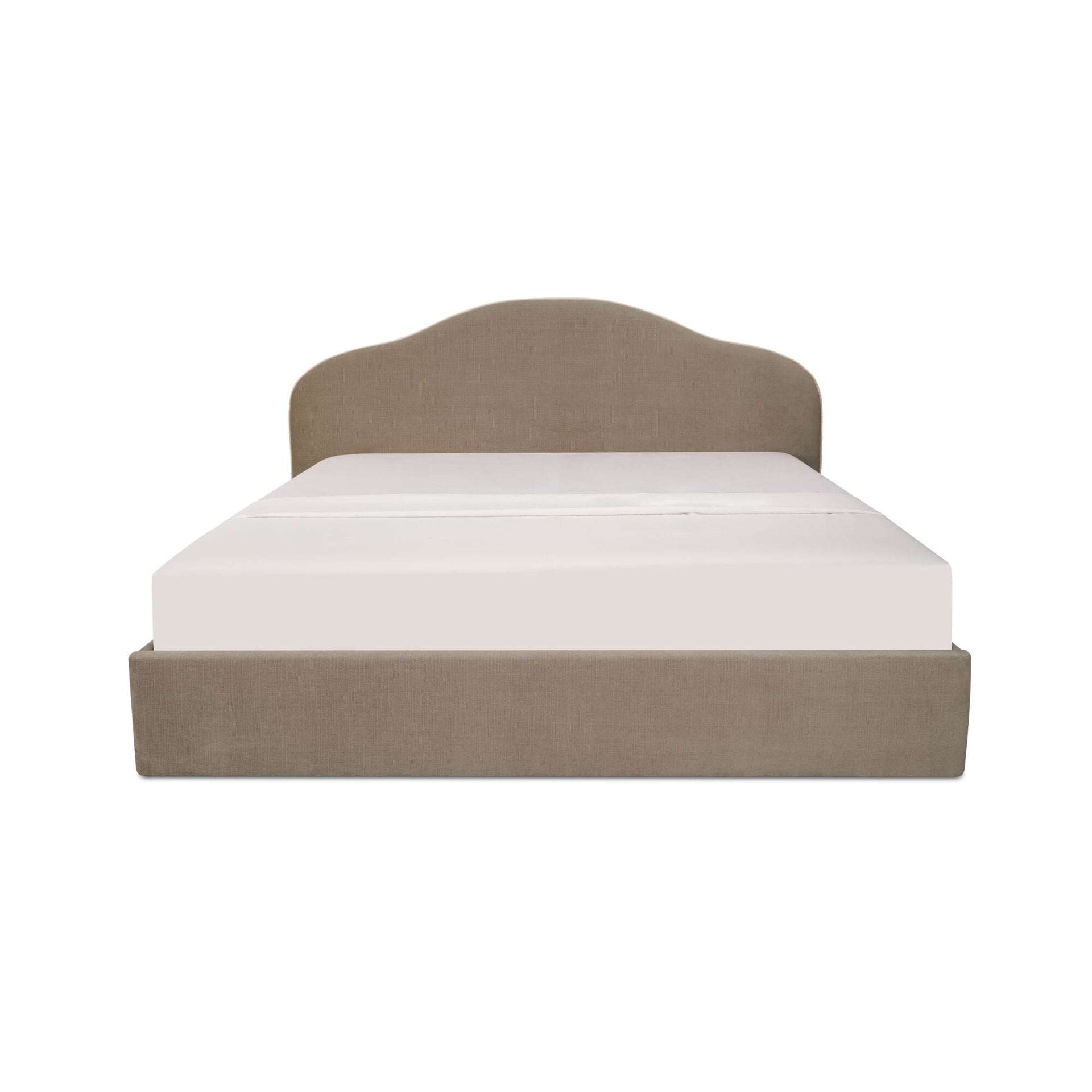 Jalenor King Storage Bed, Upholstered Polyester with Solid Wood Frame, Taupe
