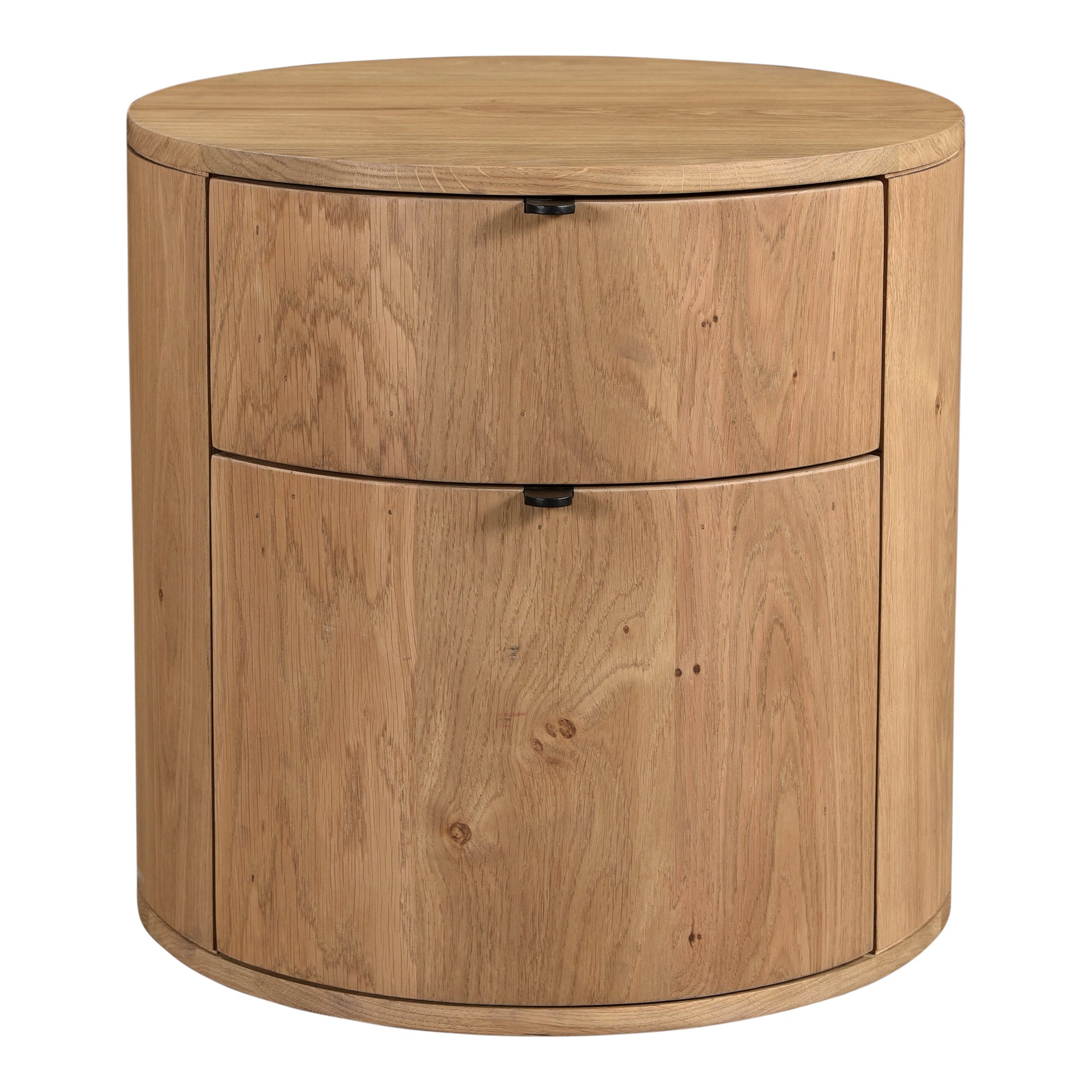Yasmin Nightstand, 2-Drawer, Solid Oak with Pull-Tab Hardware and Soft-Close Glide, Scandinavian Design, Natural Finish