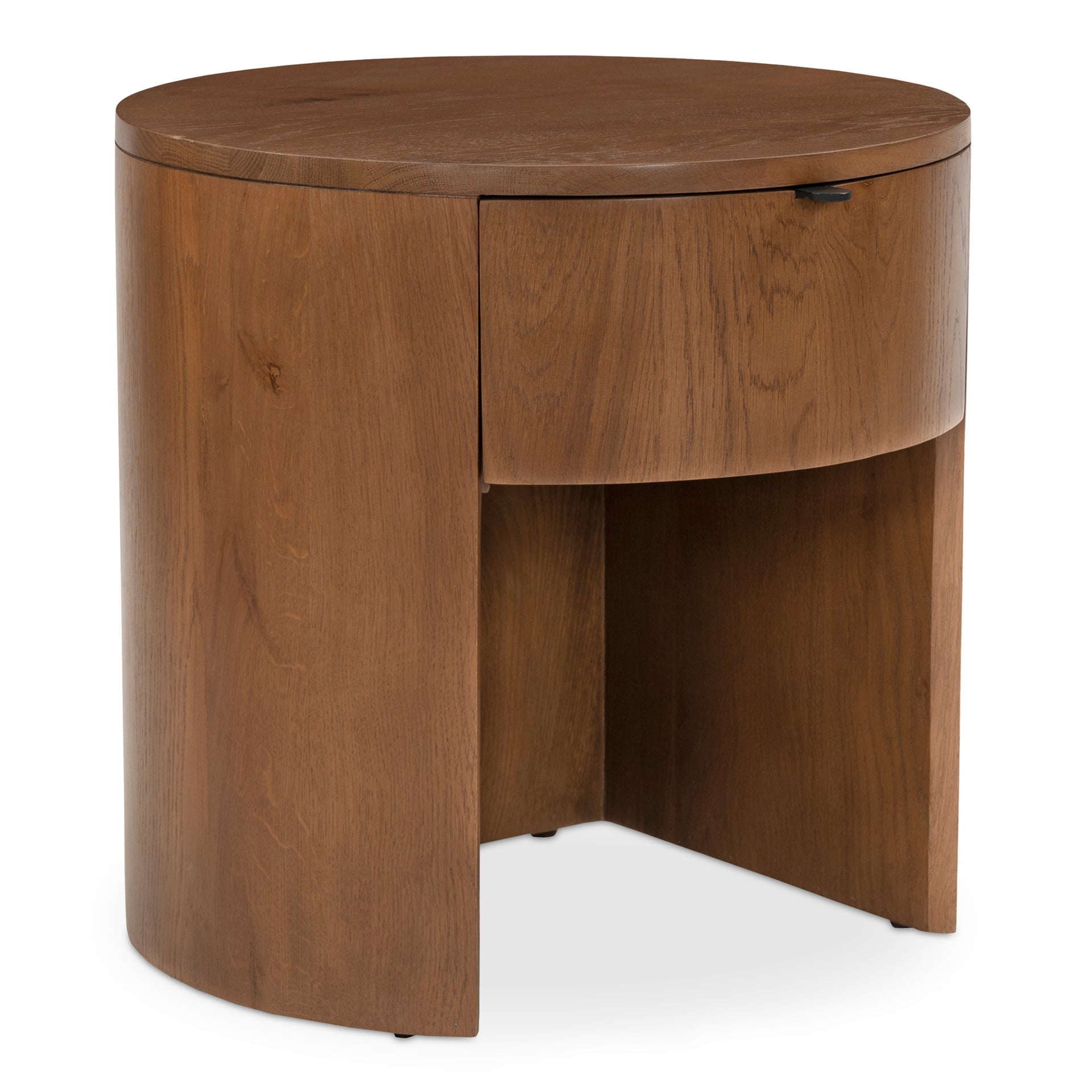 Yasmin Nightstand, 1-Drawer, Solid Oak with Pull-Tab Hardware and Soft-Close Glide, Scandinavian Design, Brown