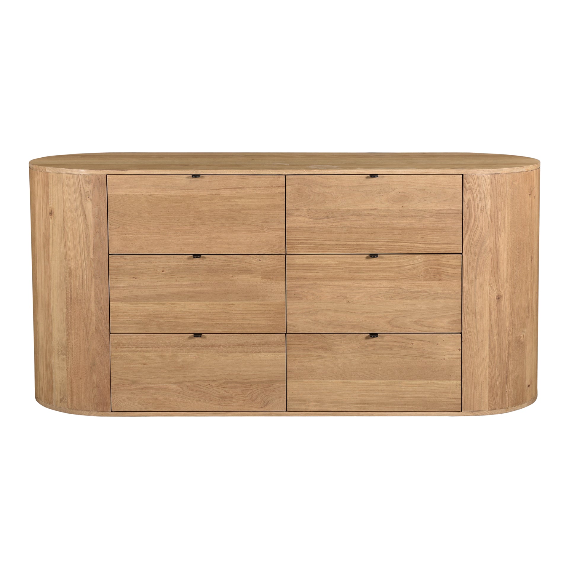 Yasmin Dresser, 6 Drawer Solid Oak with Metal Pull Tabs and Soft-Close Glides, Scandinavian Style, Natural Finish