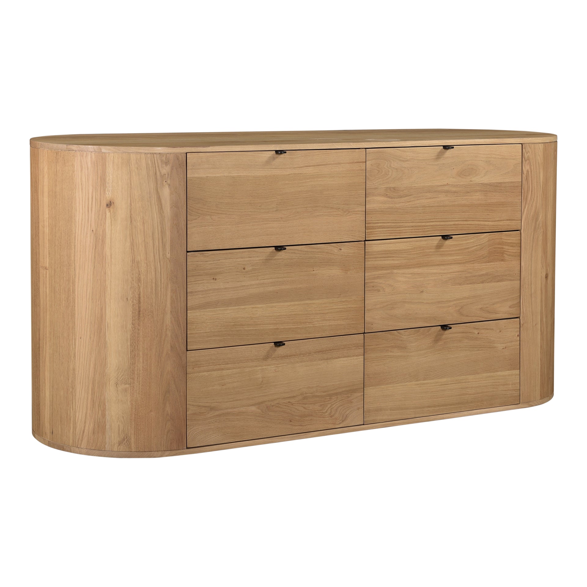 Yasmin Dresser, 6 Drawer Solid Oak with Metal Pull Tabs and Soft-Close Glides, Scandinavian Style, Natural Finish