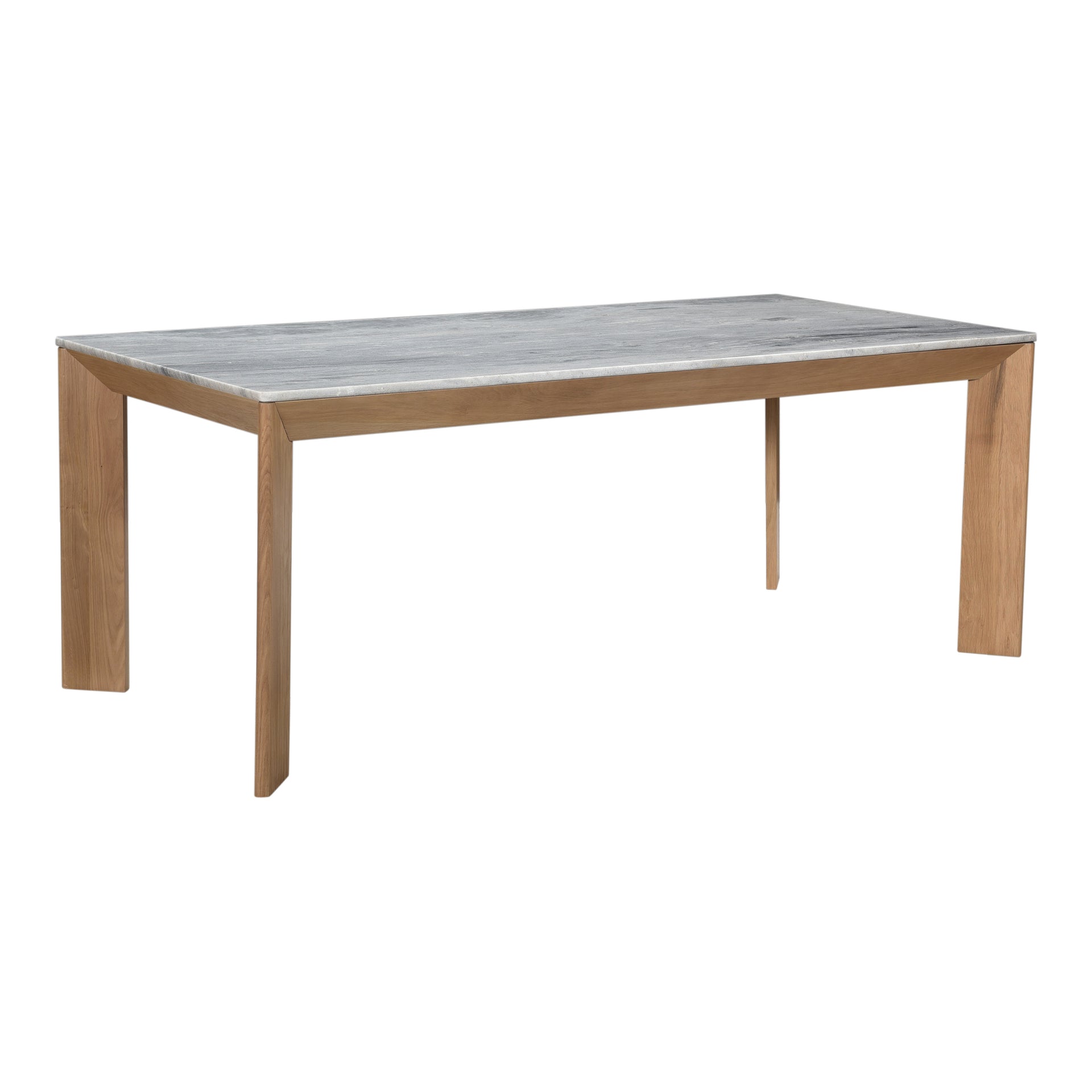 Geo Dining Table, Marble Top, Solid Oak Frame with Angular Design, Seats Up to 8, Ashen Grey