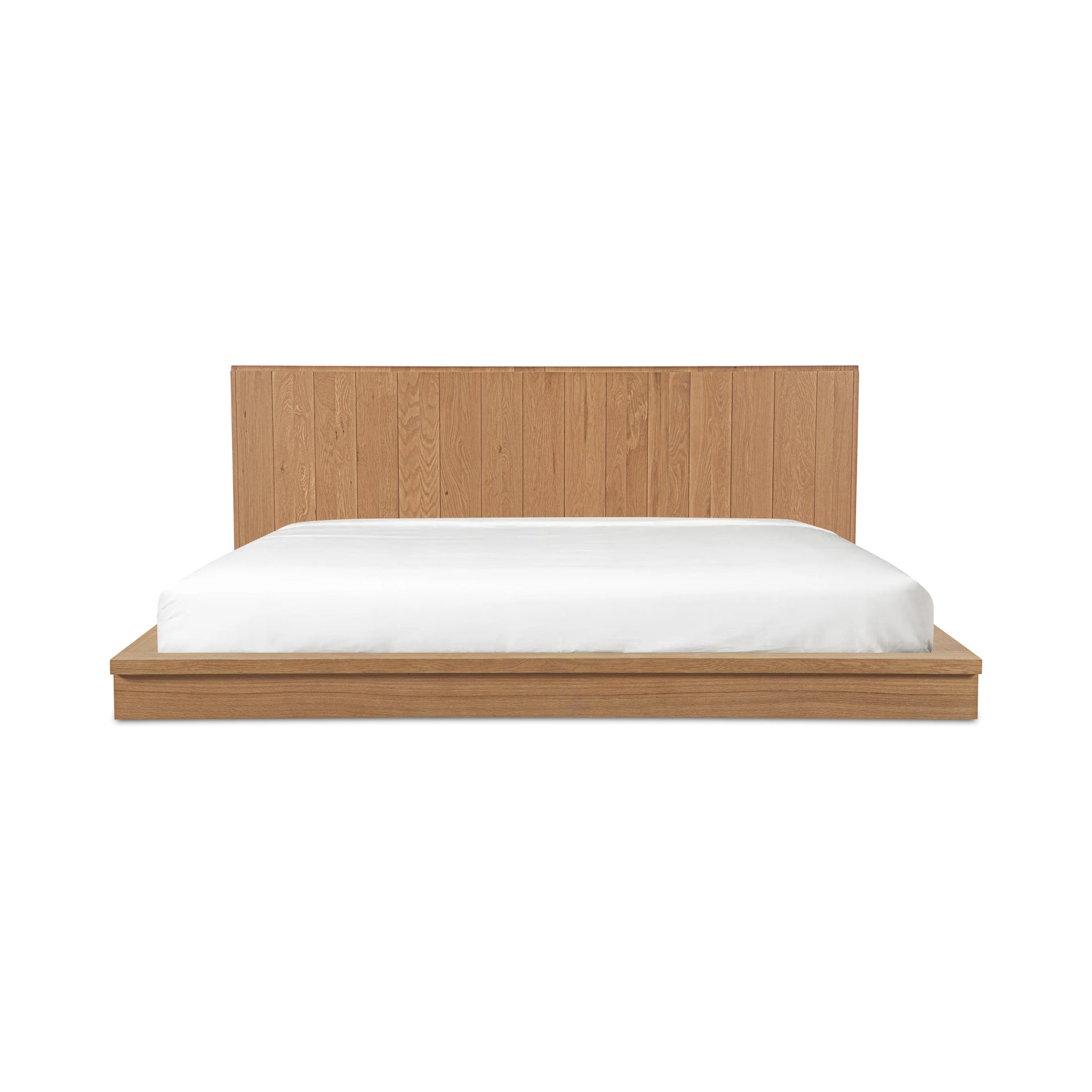 Jasper Queen Bed, Low-Profile Expansive Headboard, Solid Oak, Natural Finish
