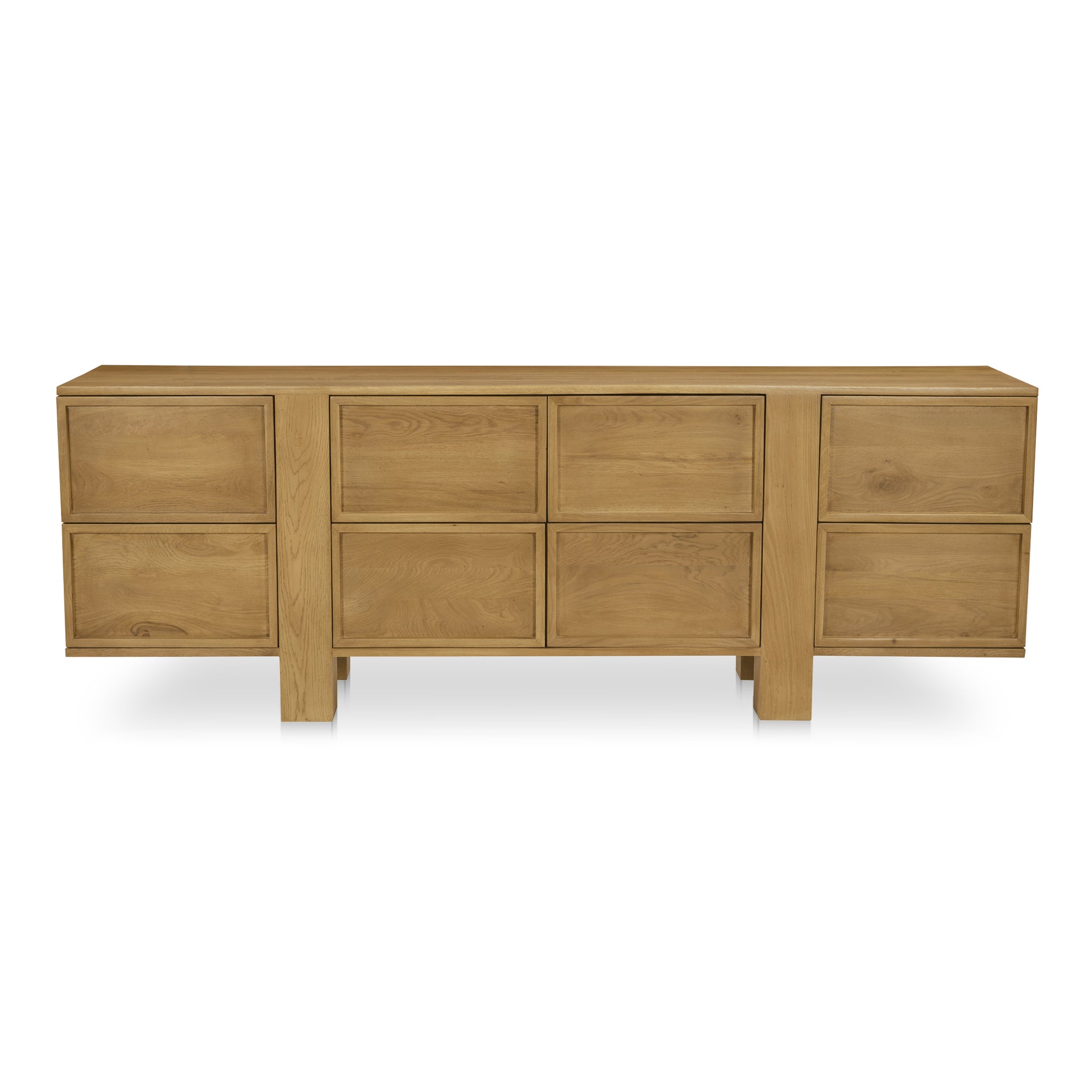 Vionette Dresser, 8 Drawer Solid Oak with Hidden Side Drawers and Soft-Close Glides, Elongated Leg Design, Brown