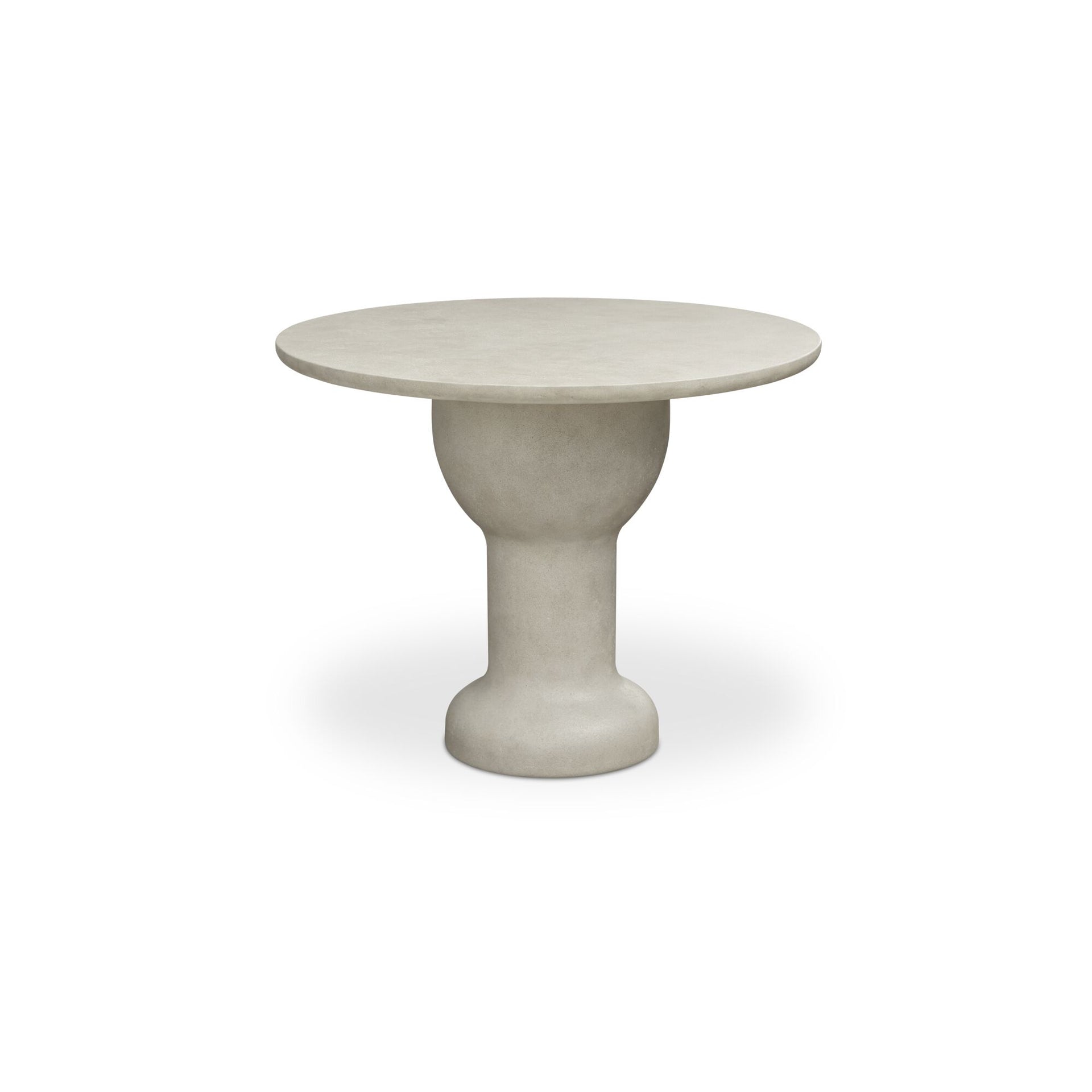 Noa Outdoor Table, Round, Concrete, Venetian Plaster Finish, Pedestal Base, Water Resistant, Scratch Resistant, Seats 4, Cream