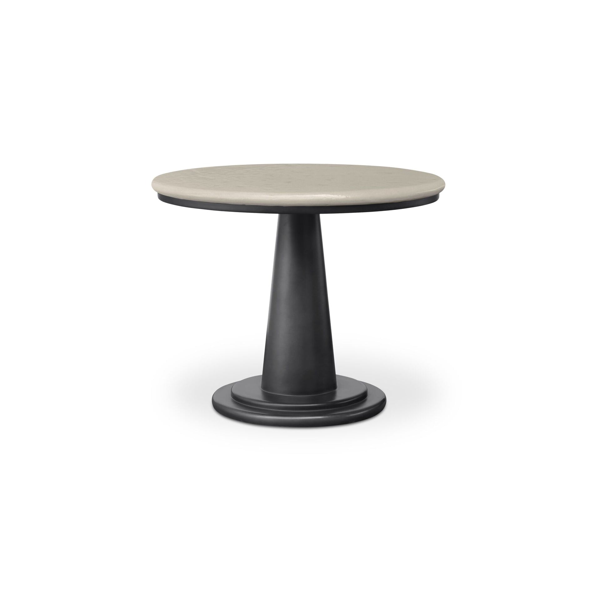 Maren Outdoor Dining Table, Round, Concrete, Gloss Top, Tile-Like Texture, Water Resistant, Scratch Resistant, Seats 4, Cream