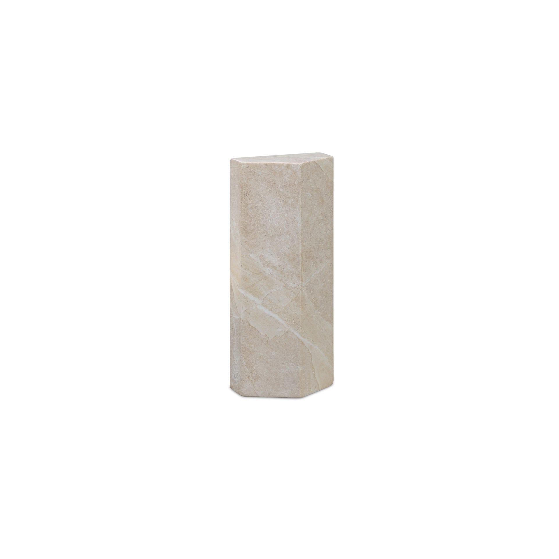 Robin Outdoor Table, Pentagonal, Concrete, Faux Marble Finish, Water Resistant, Scratch Resistant, Cream