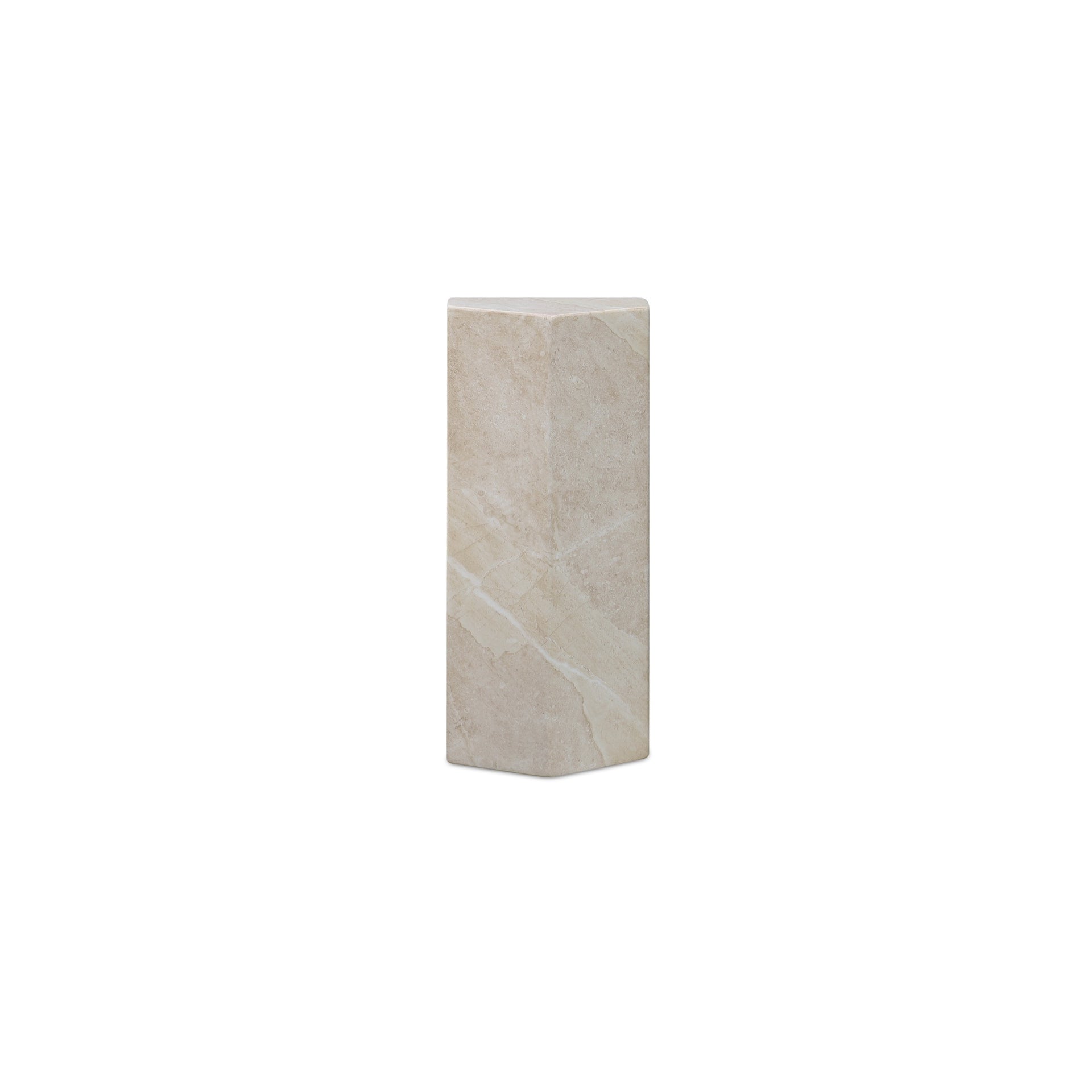 Robin Outdoor Table, Pentagonal, Concrete, Faux Marble Finish, Water Resistant, Scratch Resistant, Cream