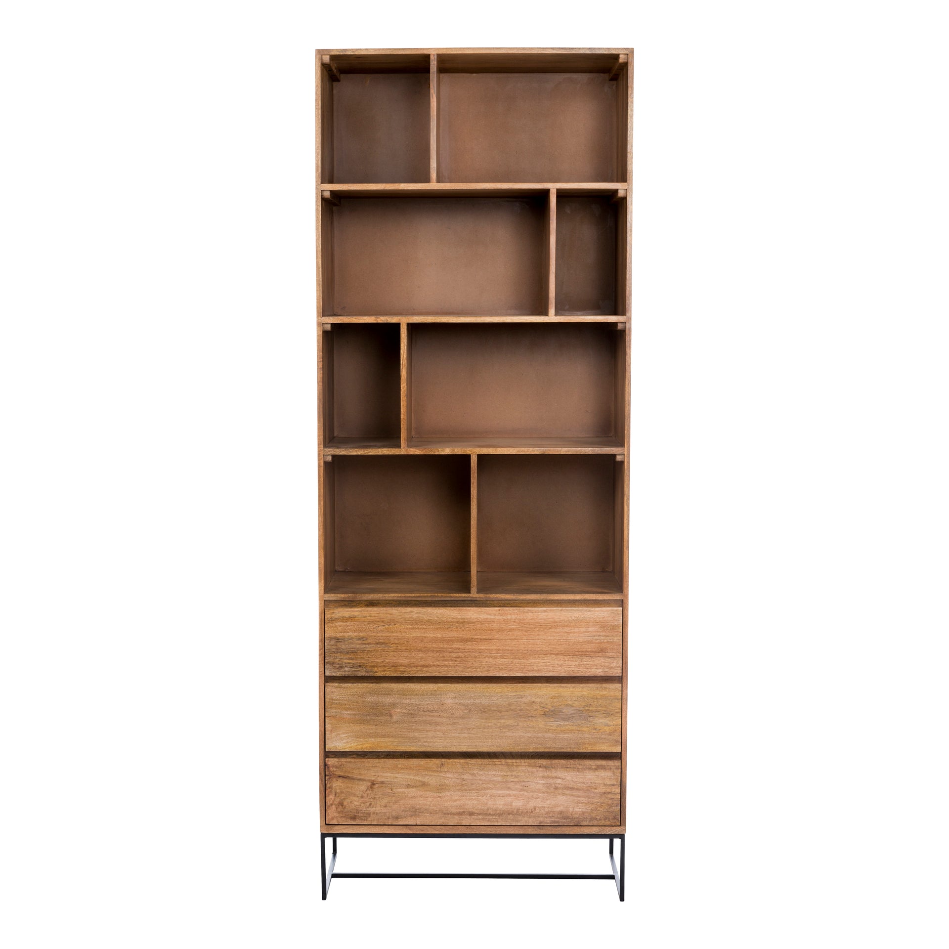 Zareen, Solid Mango Wood Cabinet with Iron Base, Scandinavian Design, Natural Finish