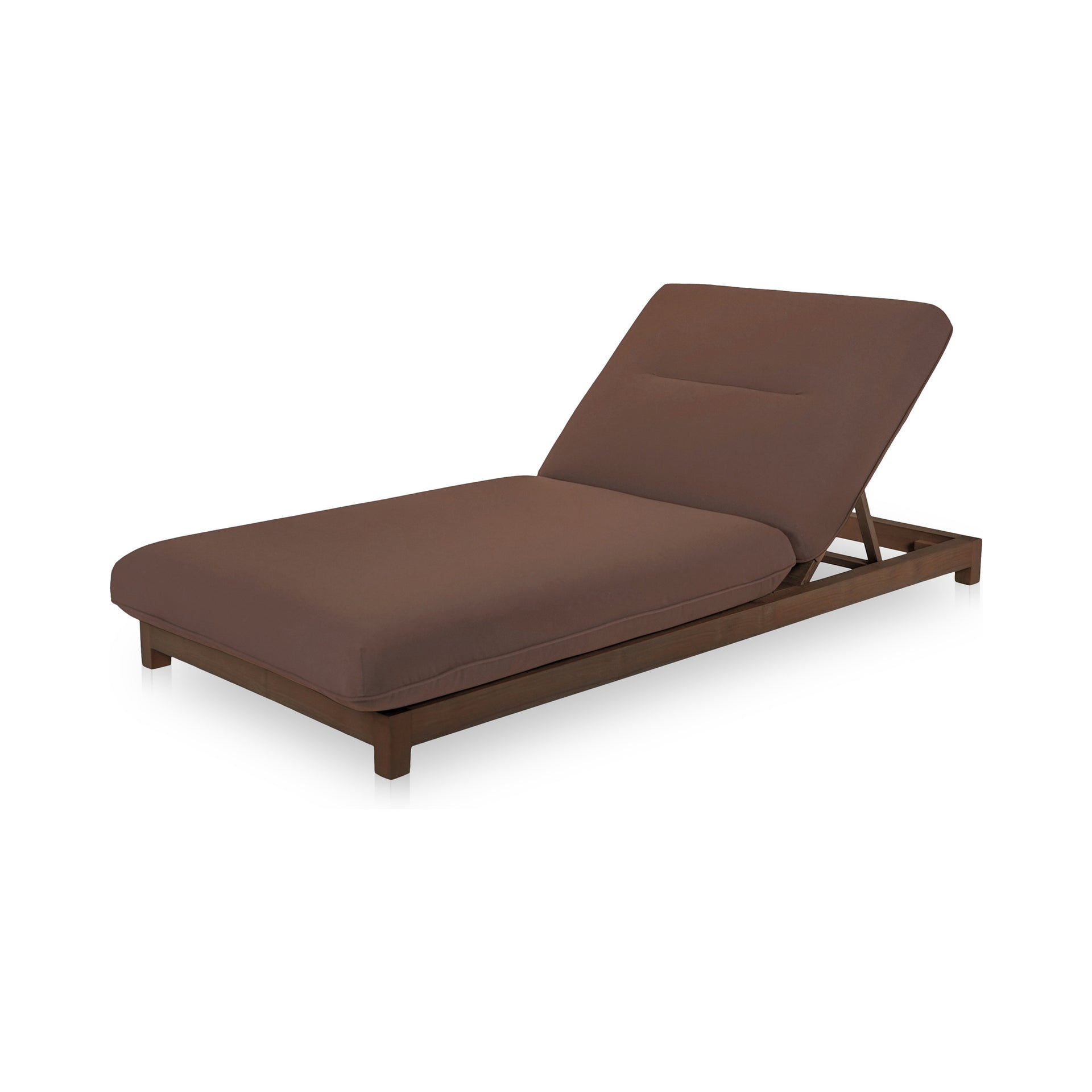 Sorelle Outdoor Lounge Chair, Adjustable Backrest, Quick-Dry Foam Cushioning, Solid Teak Frame, Brown Olefin Fabric