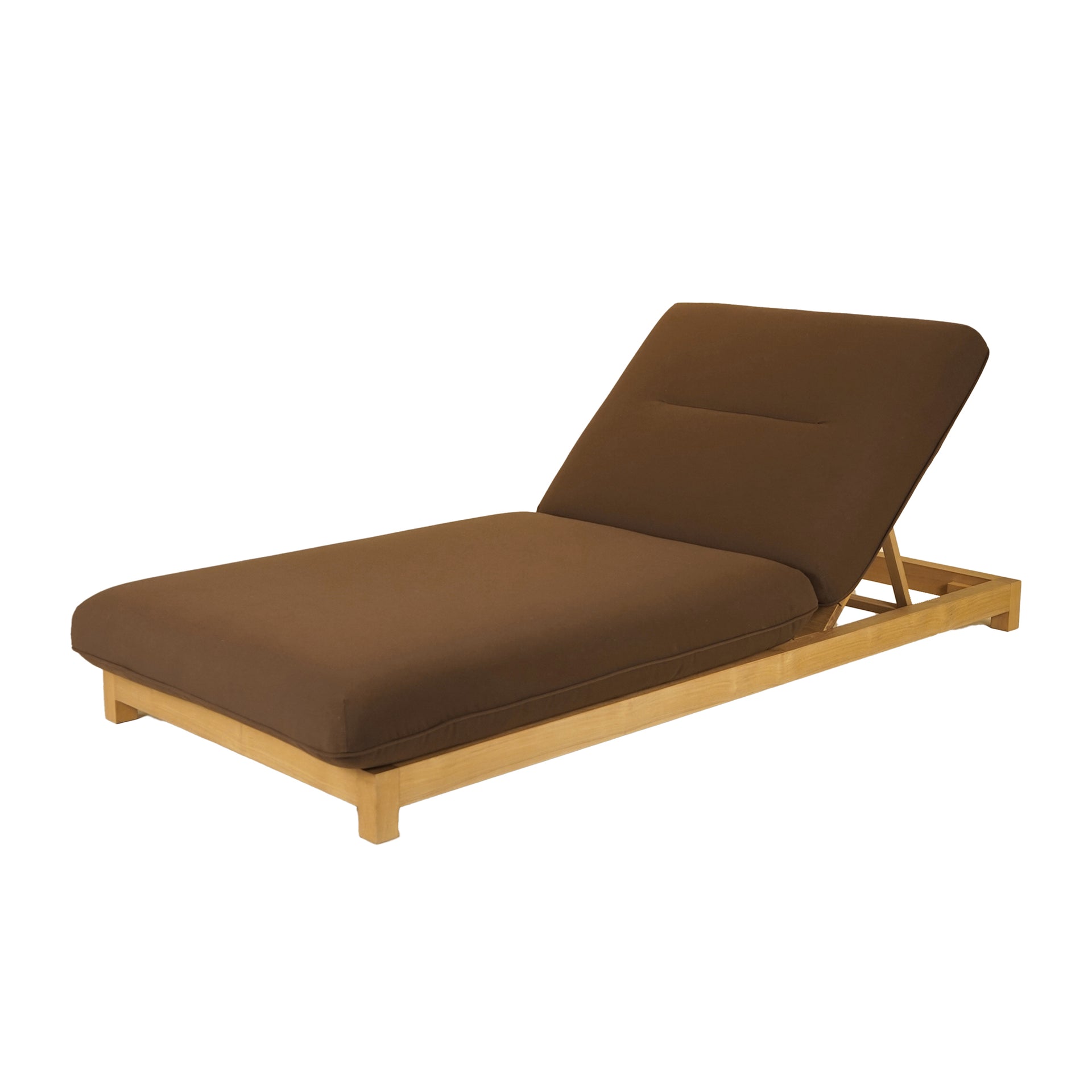 Sorelle Outdoor Lounge Chair, Adjustable Backrest, Quick-Dry Foam Cushioning, Solid Teak Frame, Brown Olefin Fabric