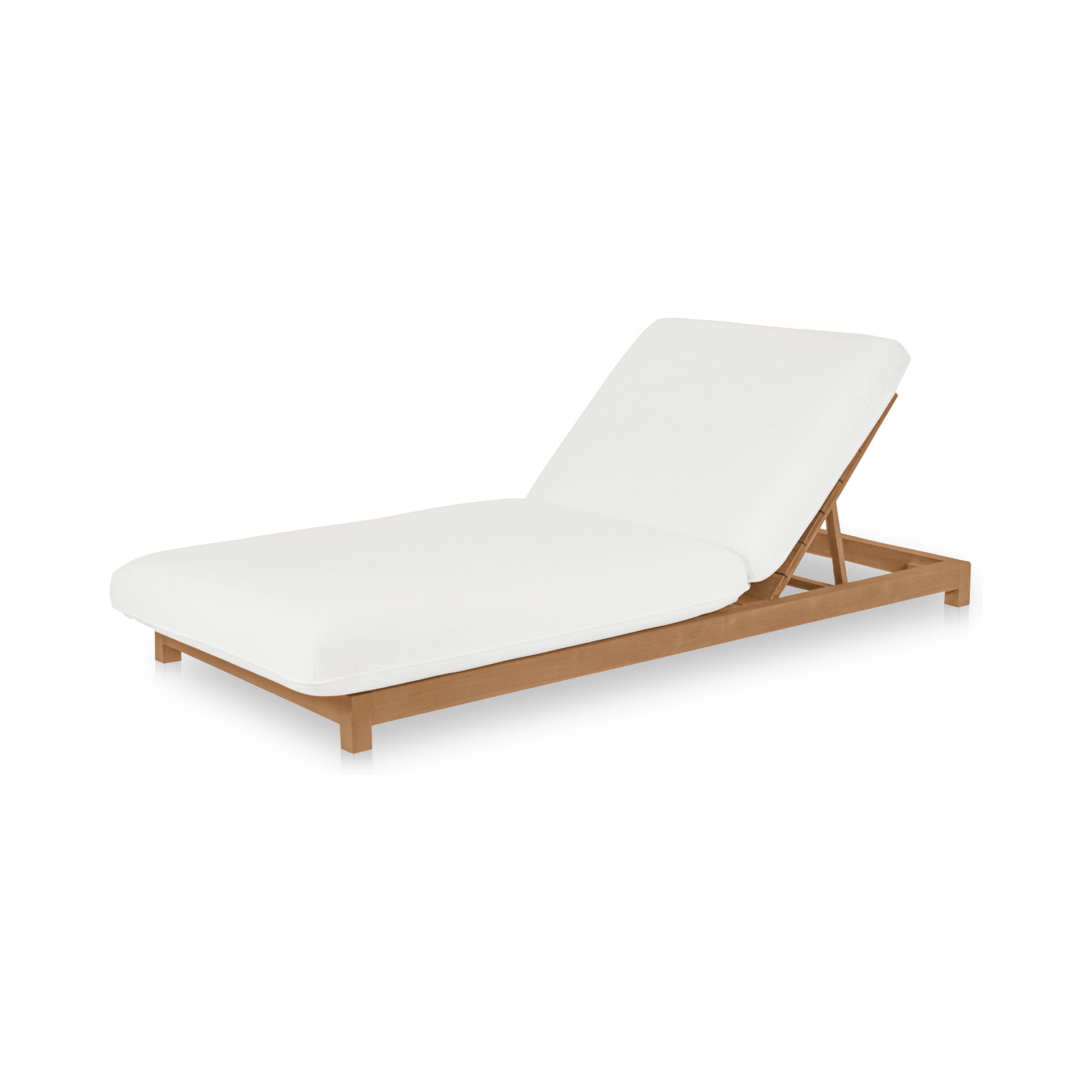 Sorelle Outdoor Lounge Chair, Adjustable Backrest, Quick-Dry Foam Cushioning, Solid Teak Frame, White Olefin Fabric