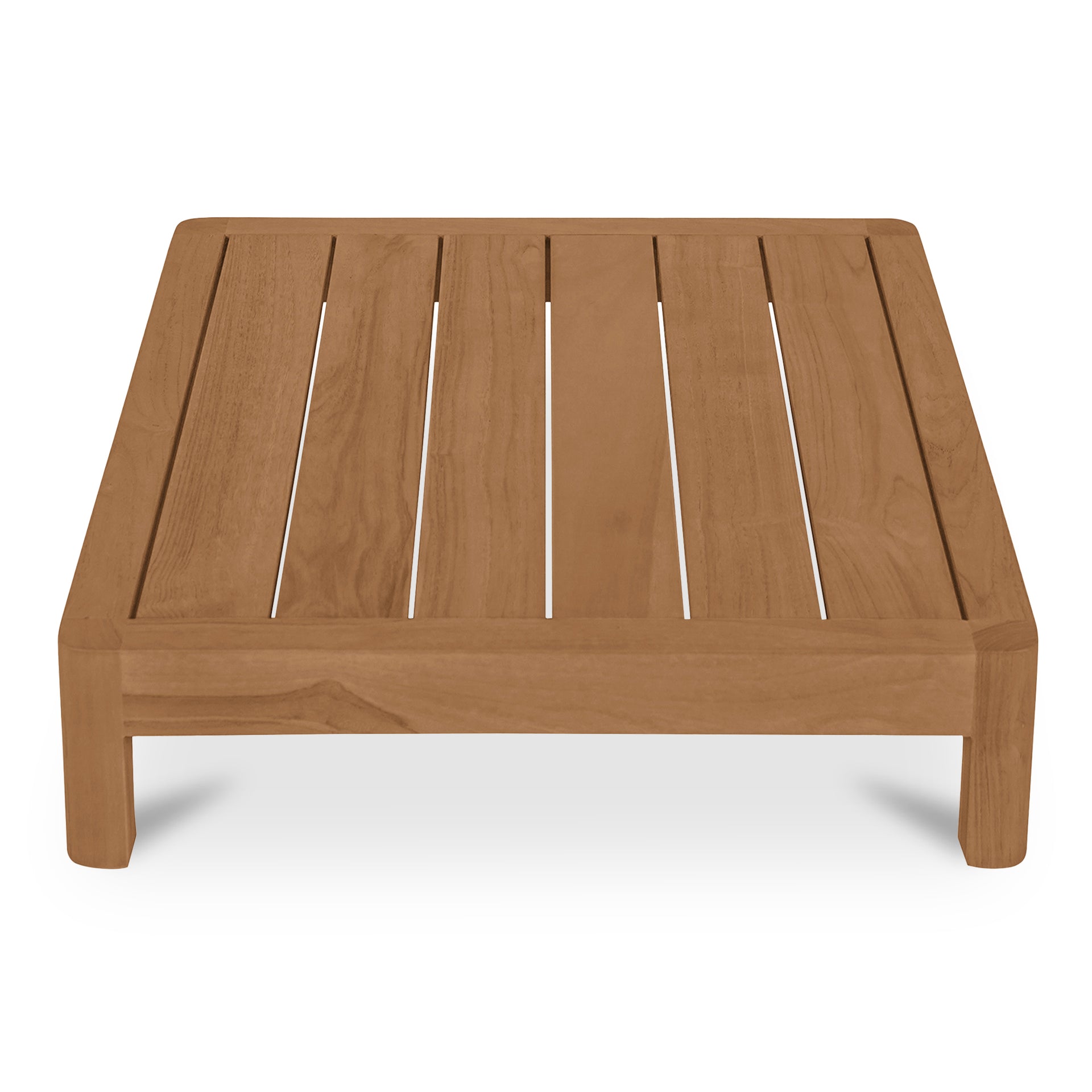 Sorelle Outdoor Side Table, Solid Teak Wood, Low-Profile Contemporary Design, Natural Finish