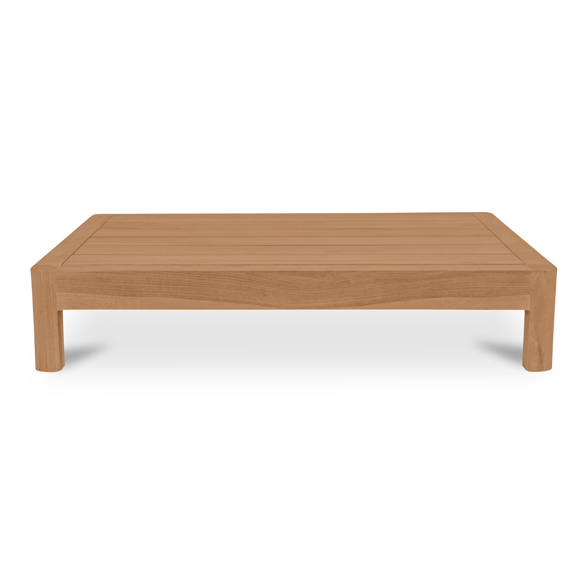 Sorelle Outdoor Side Table, Solid Teak Wood, Low-Profile Contemporary Design, Natural Finish