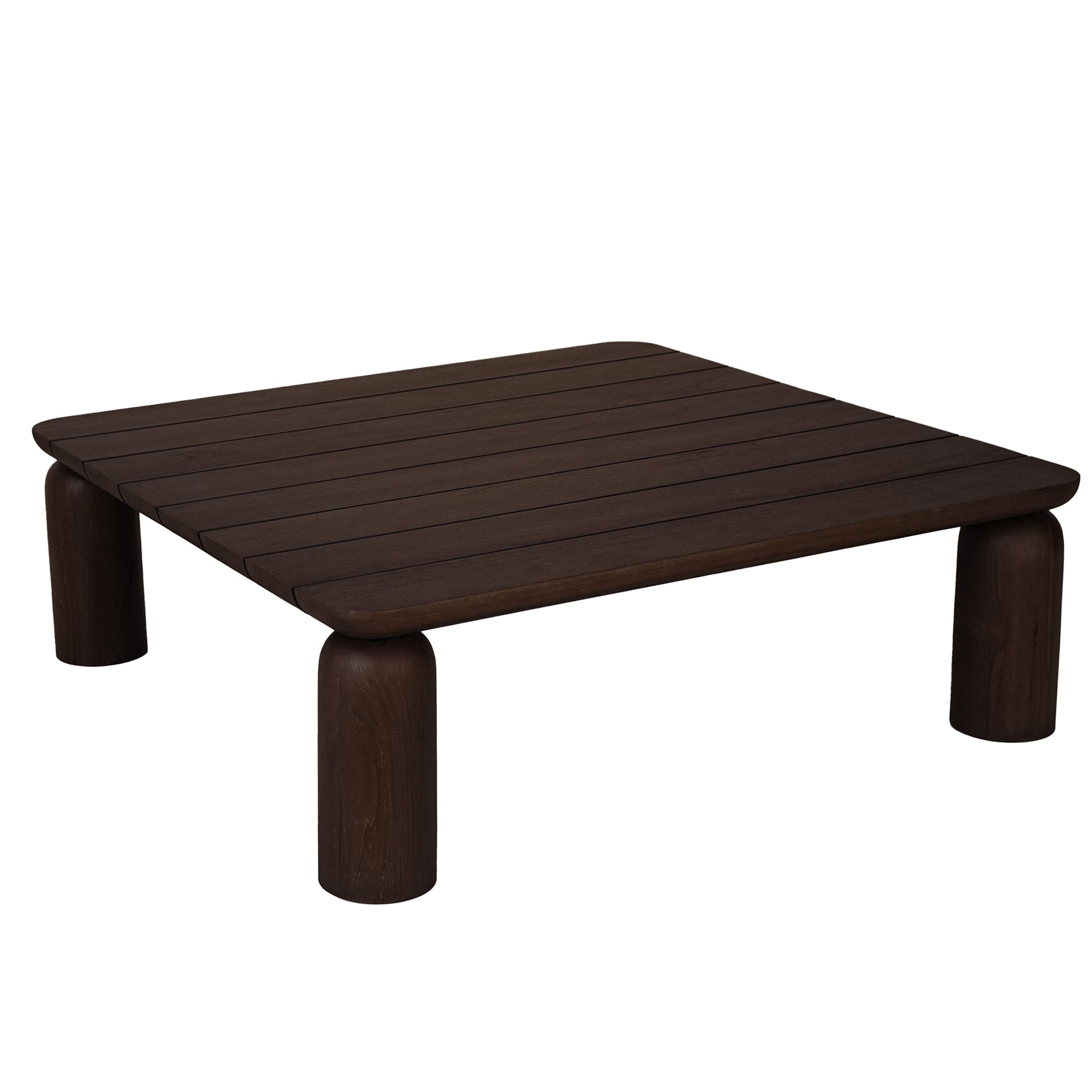 Thalira Outdoor Coffee Table, Slatted Top, Solid Teak Wood, Brown Finish