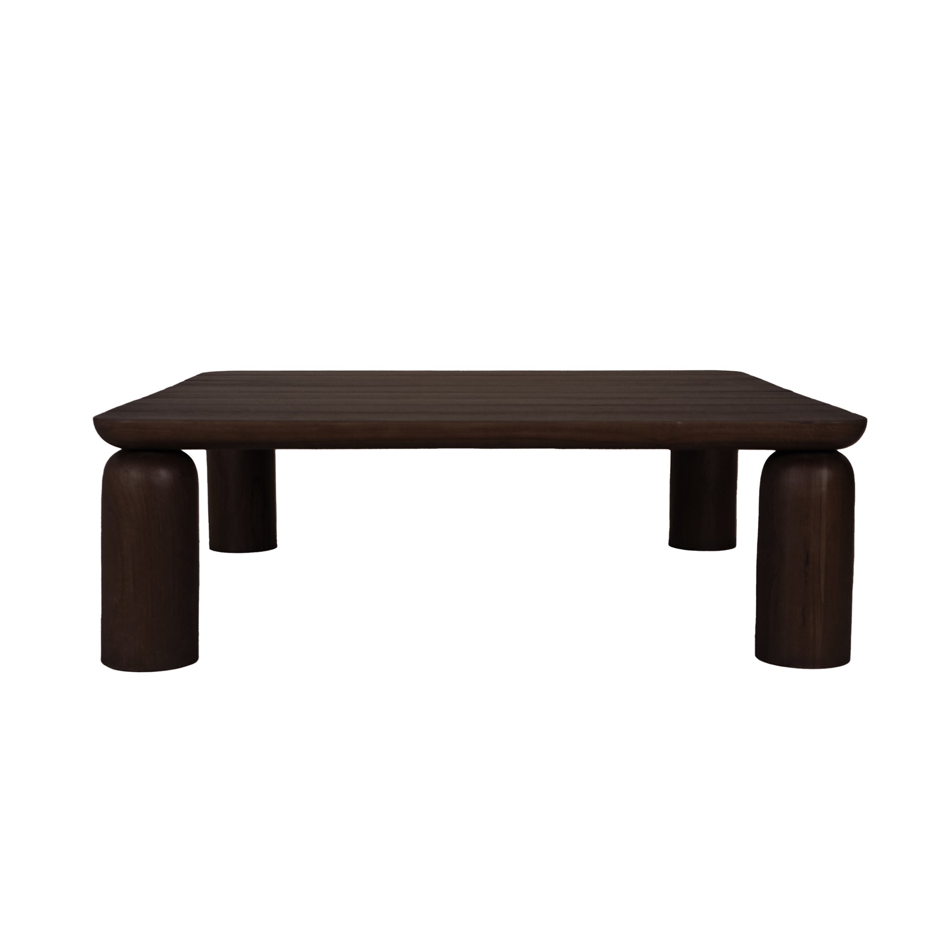 Thalira Outdoor Coffee Table, Slatted Top, Solid Teak Wood, Brown Finish