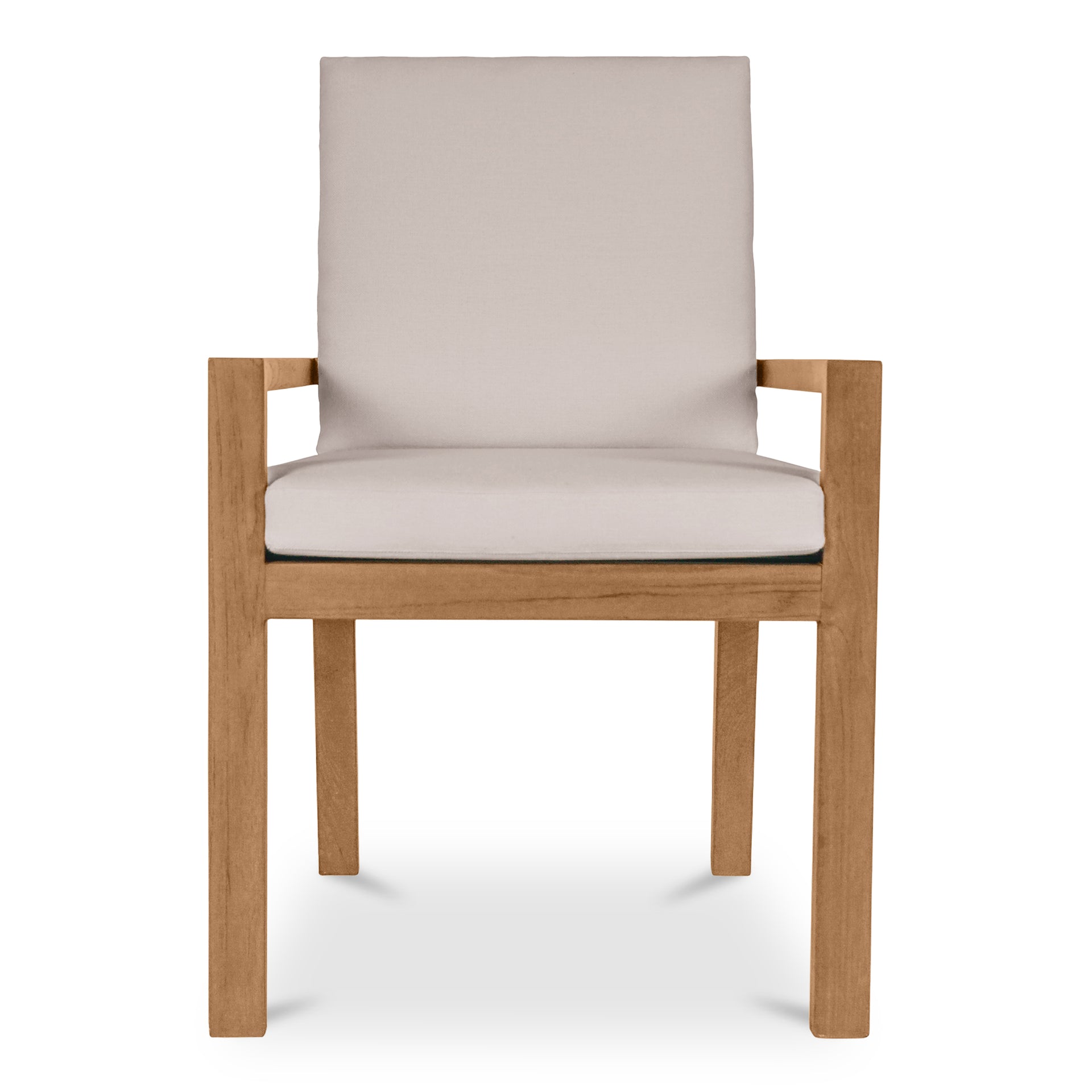 Virelith Outdoor Dining Chair, Slatted Back, Solid Teak, Quick Dry Foam, White