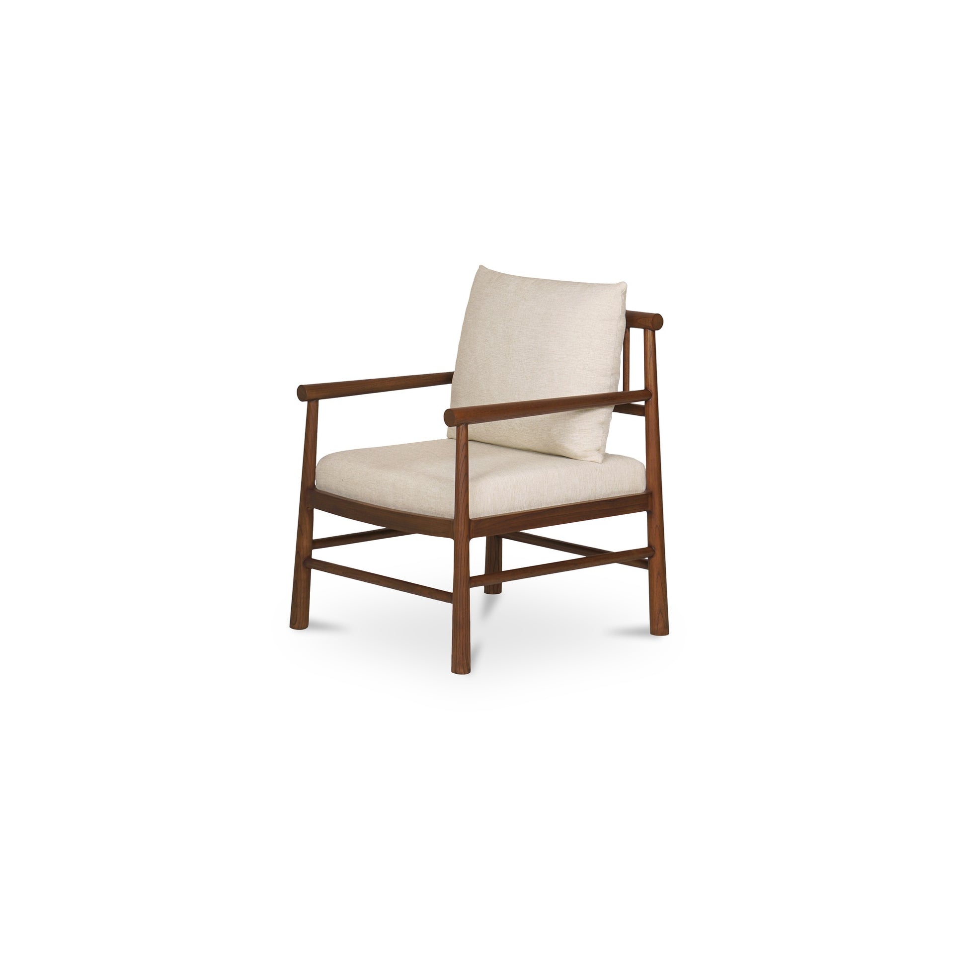 Varo Accent Chair, Curved Solid Sungkai Wood Frame, Contrast Piping, Cream