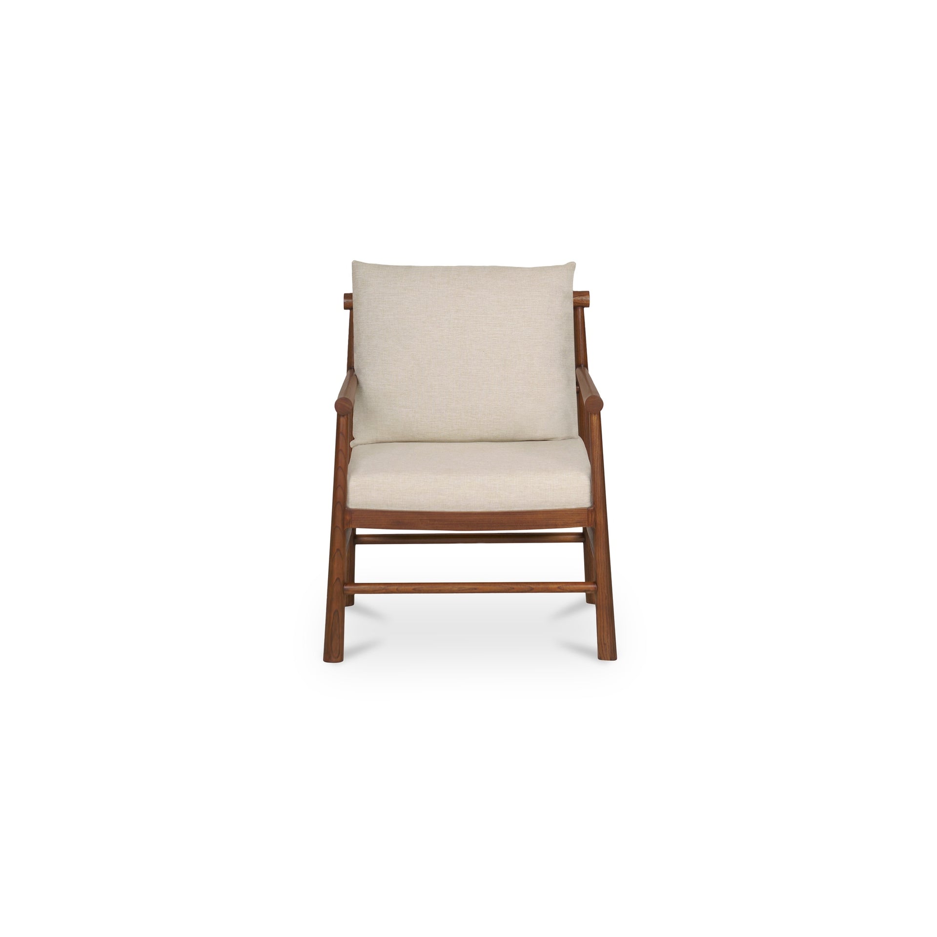 Varo Accent Chair, Curved Solid Sungkai Wood Frame, Contrast Piping, Cream