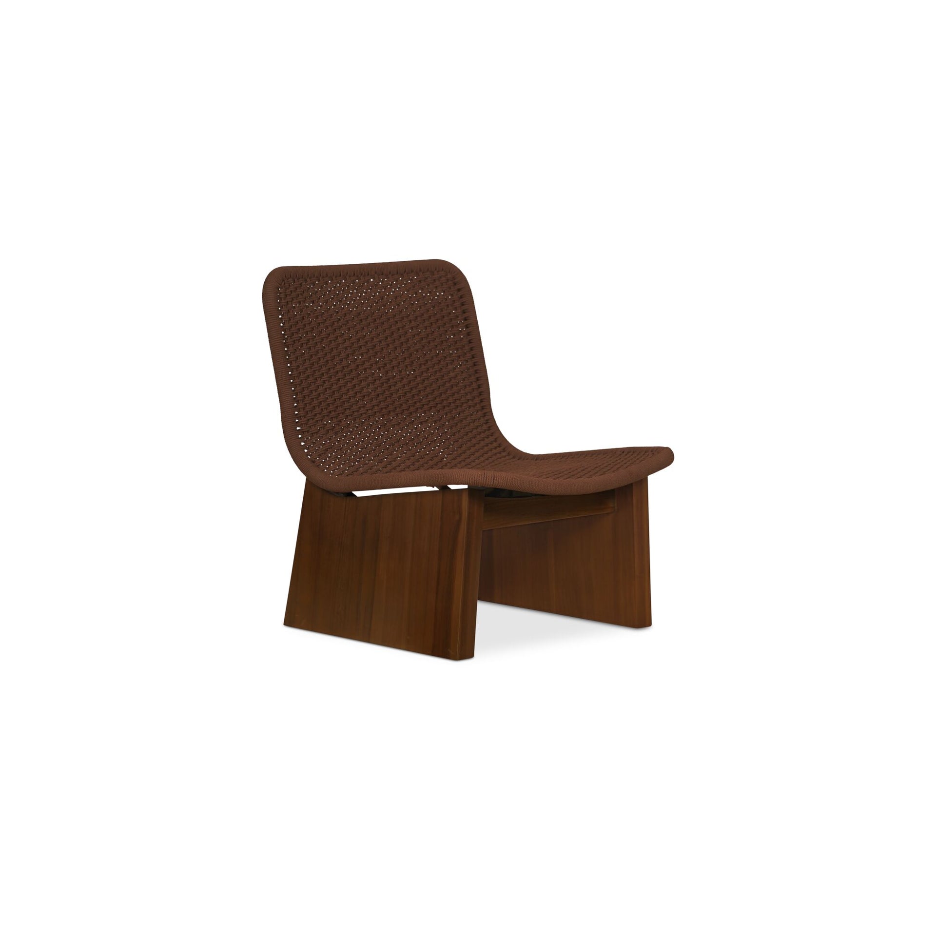 Sarielis Outdoor Chair, Sling-Style Synthetic Hyacinth Seat, Solid Teak Legs, Aluminum Frame, Single-Seat, Brown