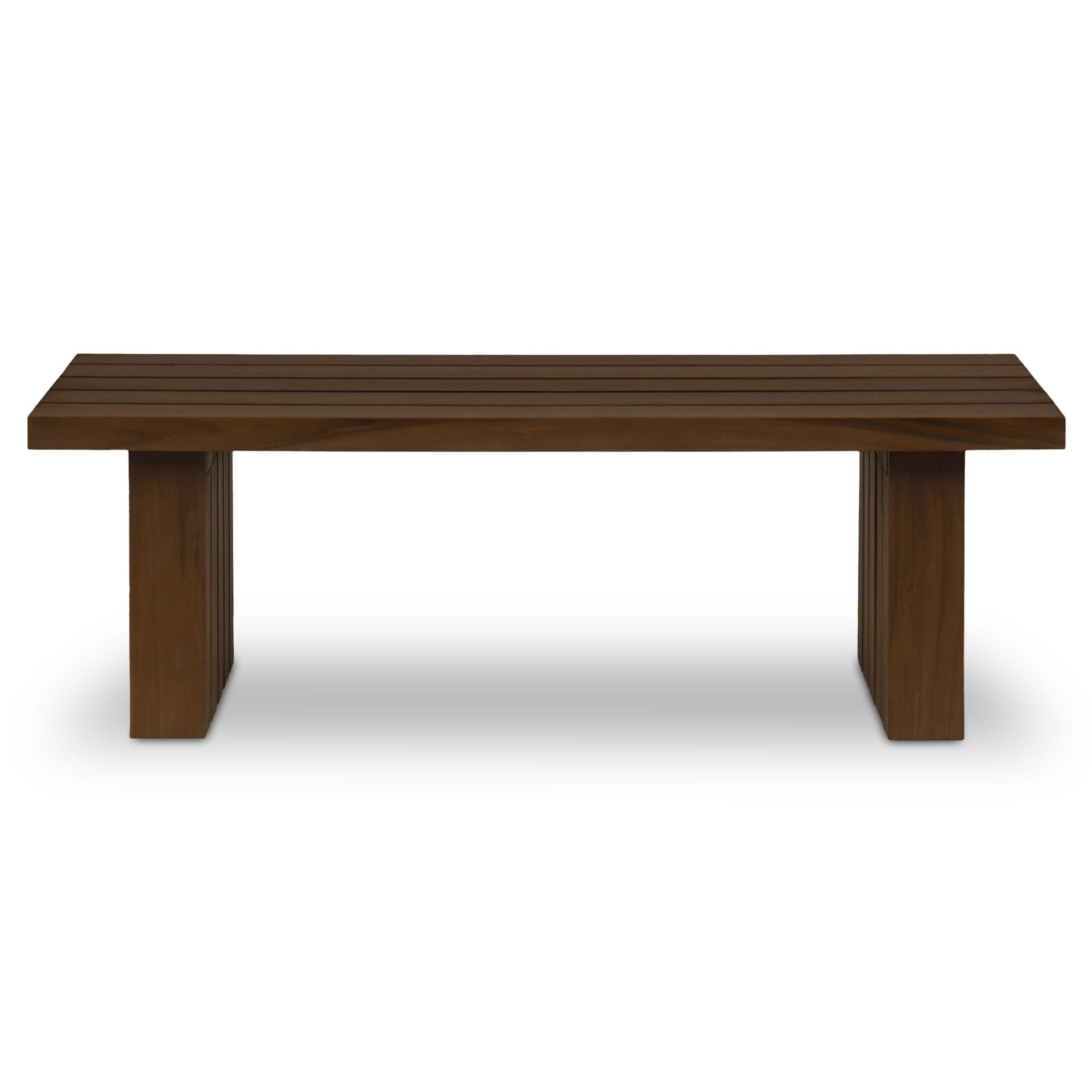 Elsinne Outdoor Coffee Table, Rectangular Slatted Solid Teak, Toasted Finish, Brown