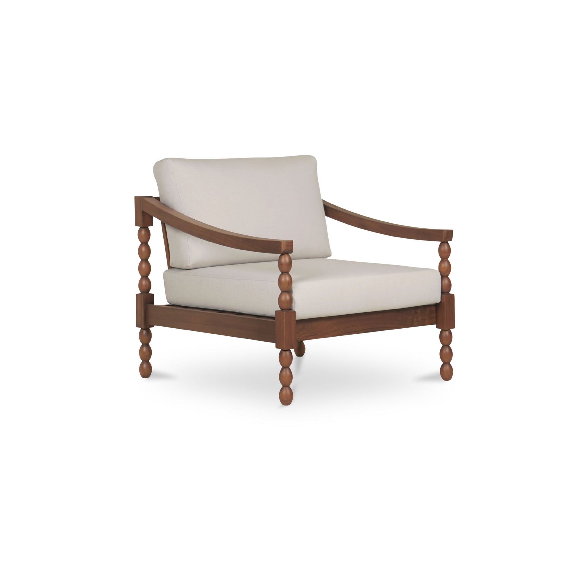 Noreva Outdoor Chair, Solid Teak Frame, Quick-Dry Foam Cushions, Fixed Back, Brown