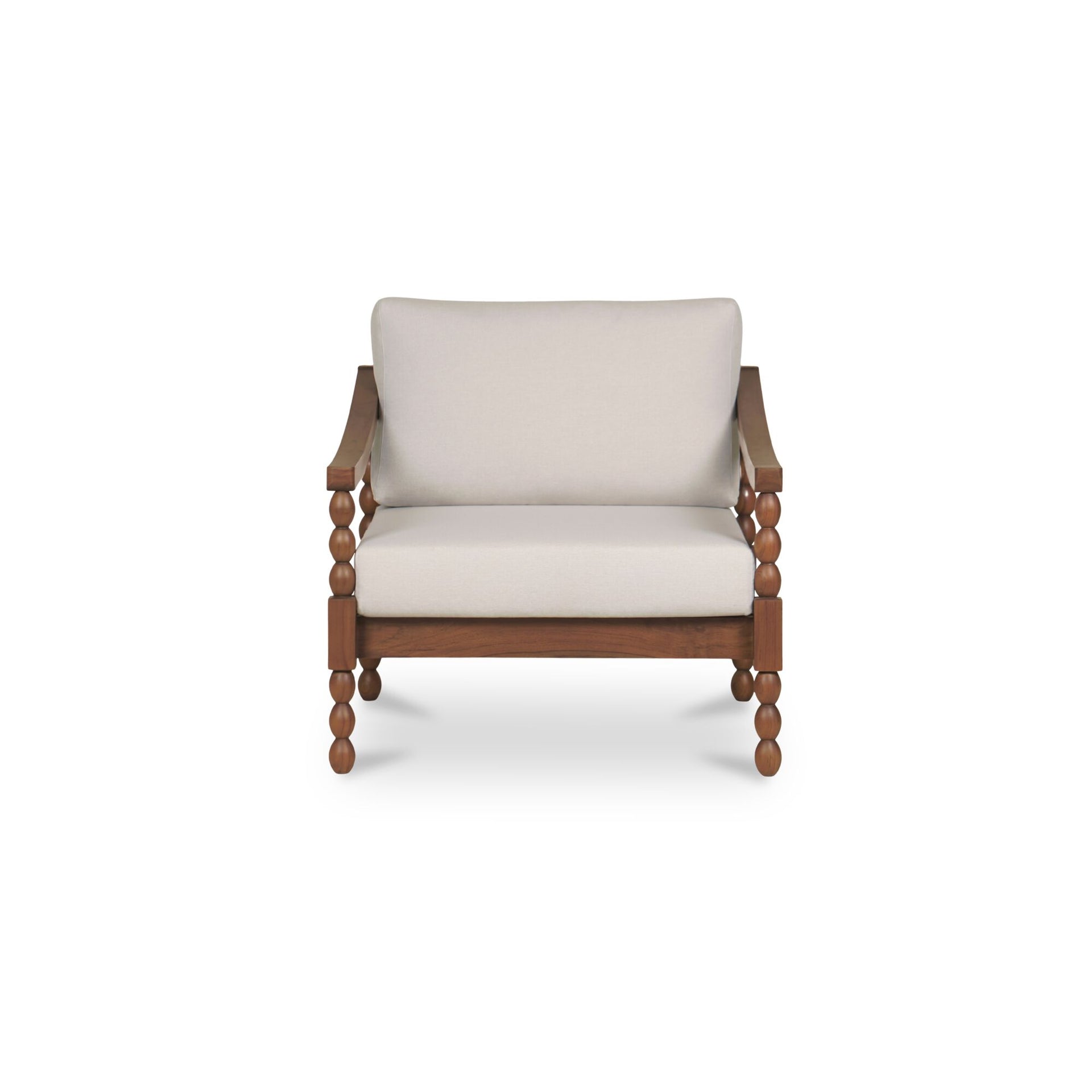 Noreva Outdoor Chair, Solid Teak Frame, Quick-Dry Foam Cushions, Fixed Back, Brown