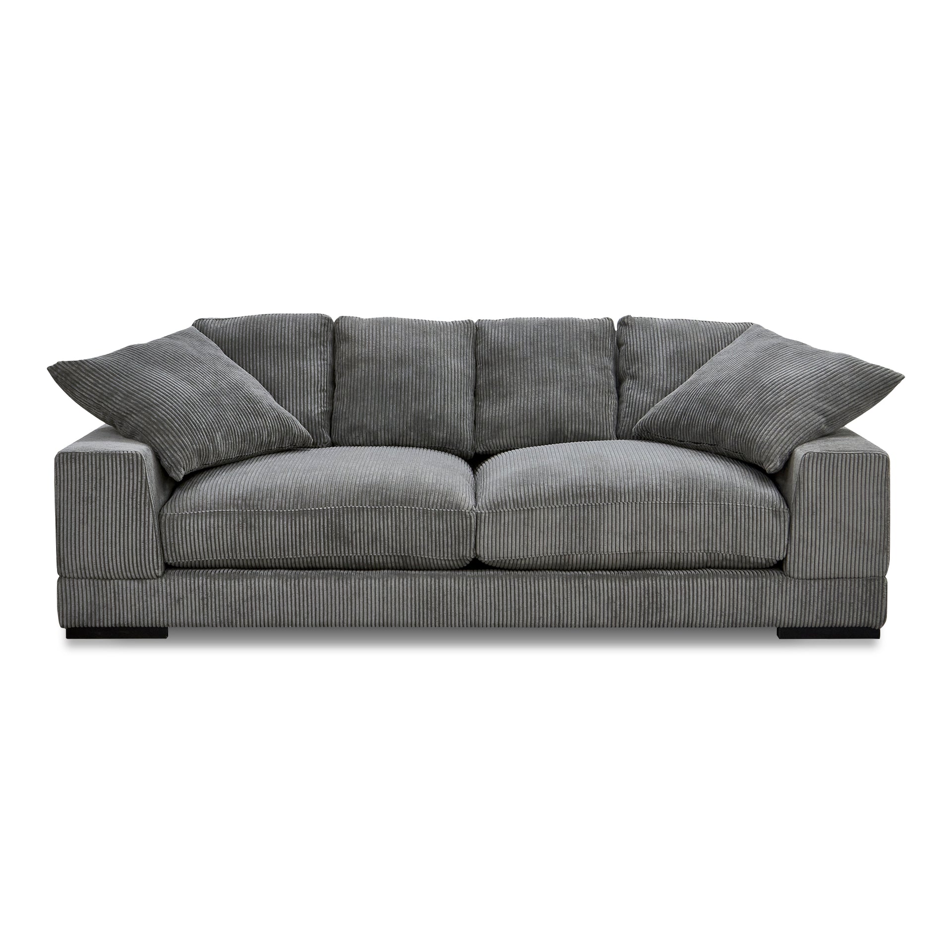 Keira, Sofa Eucalyptus Frame with Corduroy Upholstery, Charcoal - Seats 3