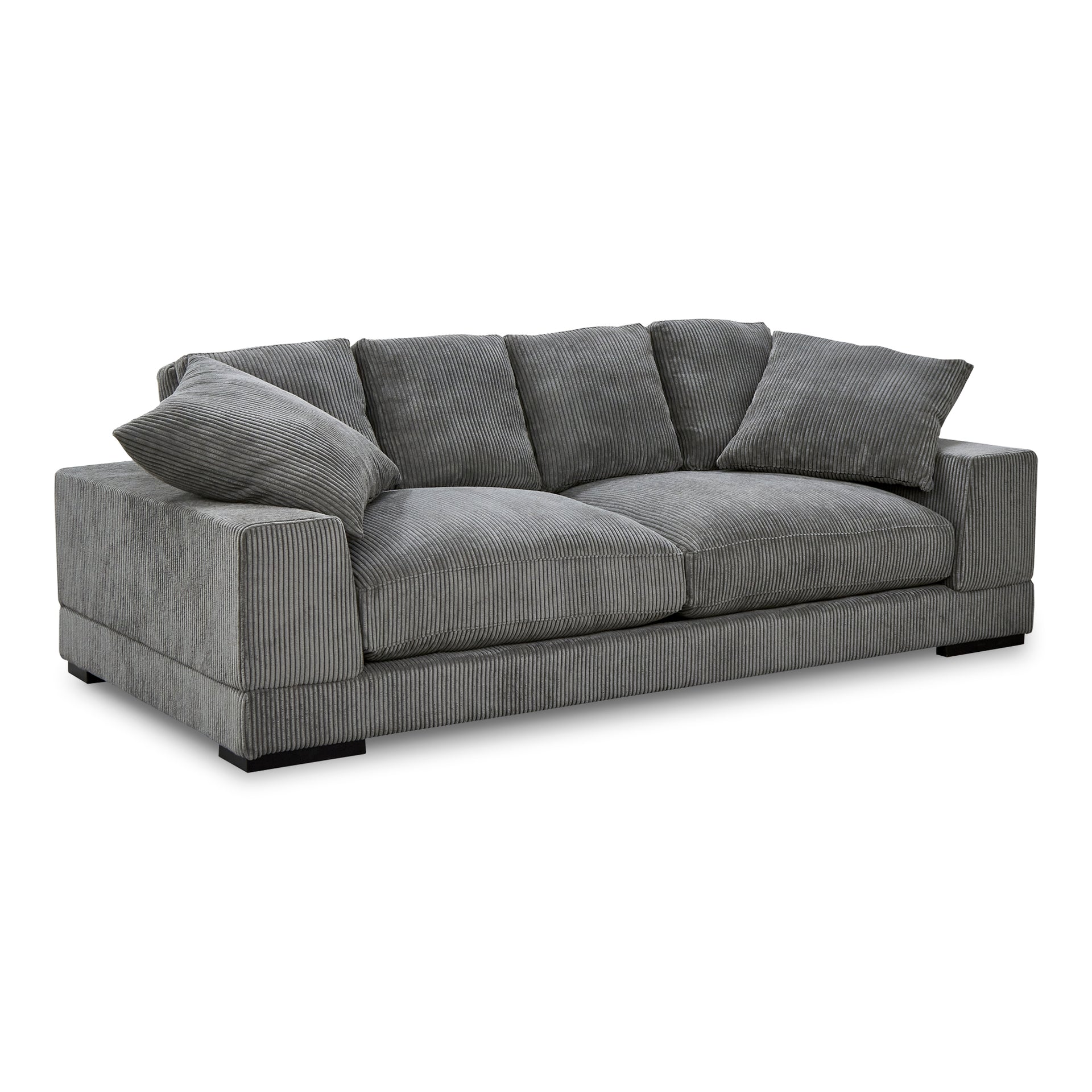 Keira, Sofa Eucalyptus Frame with Corduroy Upholstery, Charcoal - Seats 3