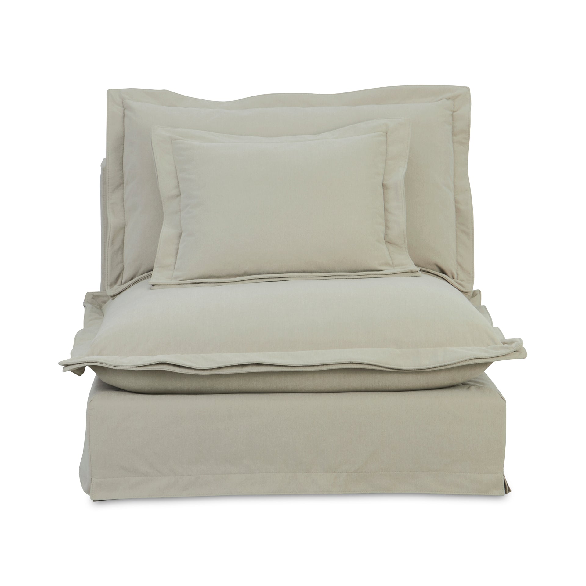 Morgan Slipper Chair, Livesmart Performance Fabric, Rustic Design with Feather-Wrapped Cushions, Sand Beige