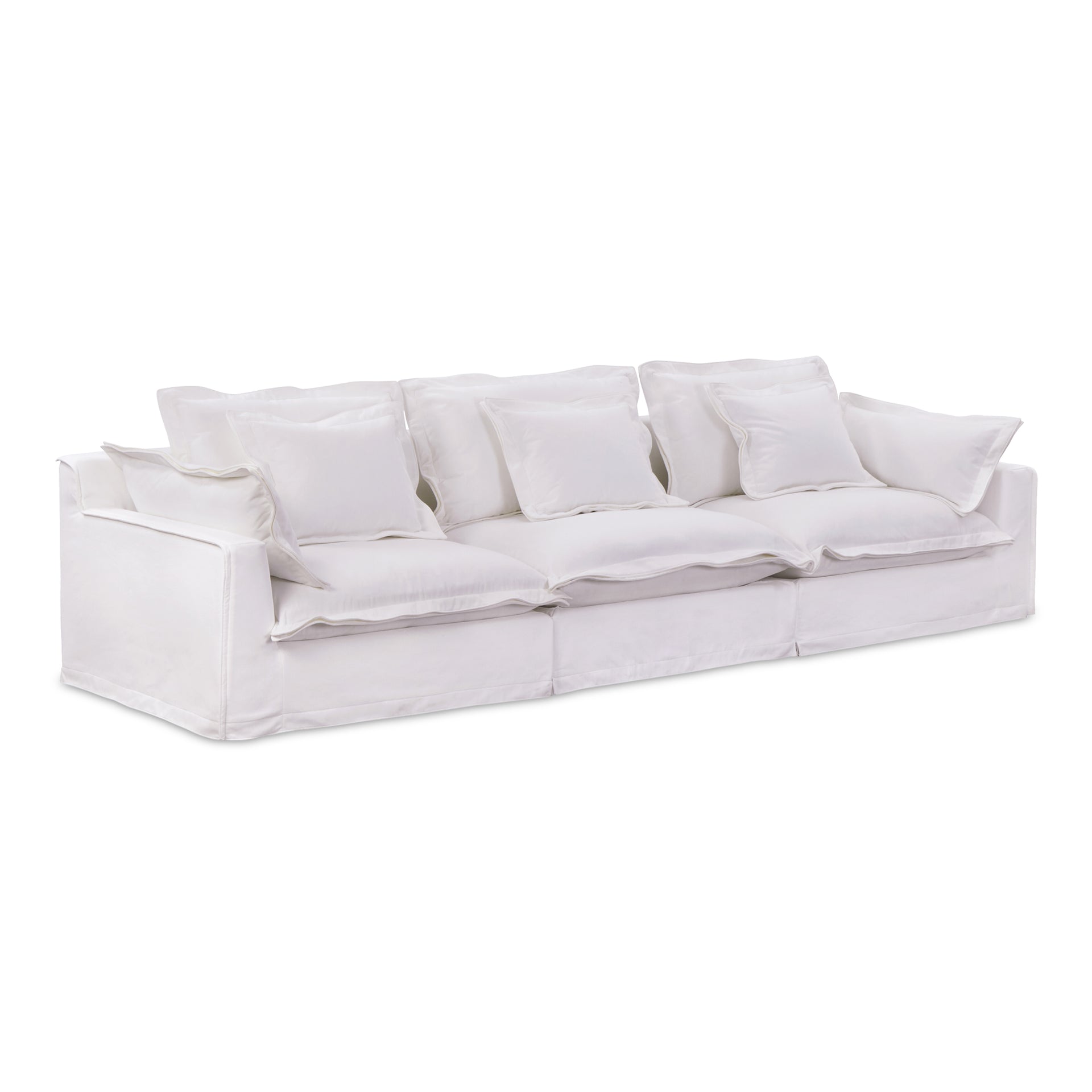 Morgan Modular Sofa, Performance Fabric Upholstery with Feather Wrapped Cushions, 3 Sofa, White