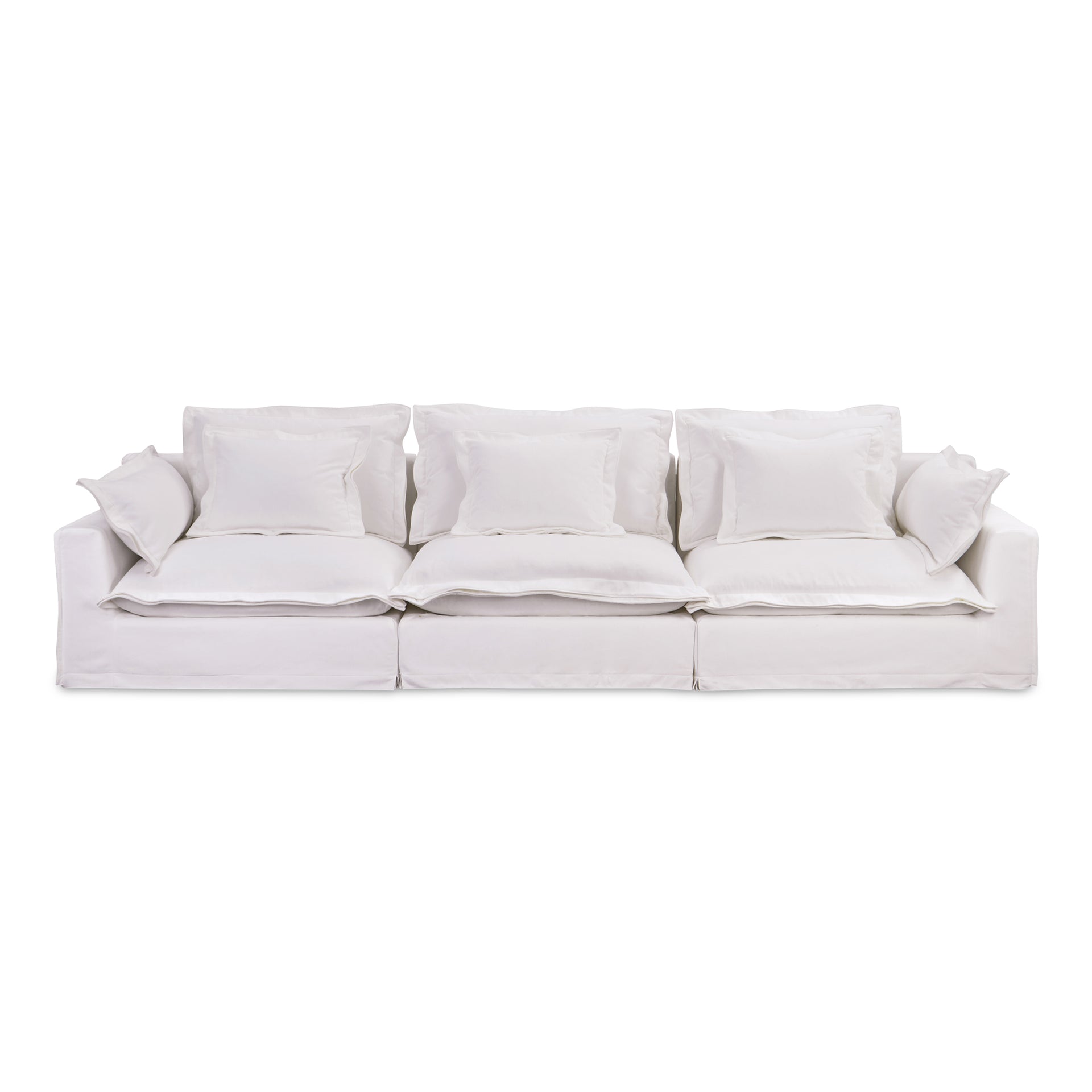Morgan Modular Sofa, Performance Fabric Upholstery with Feather Wrapped Cushions, 3 Sofa, White