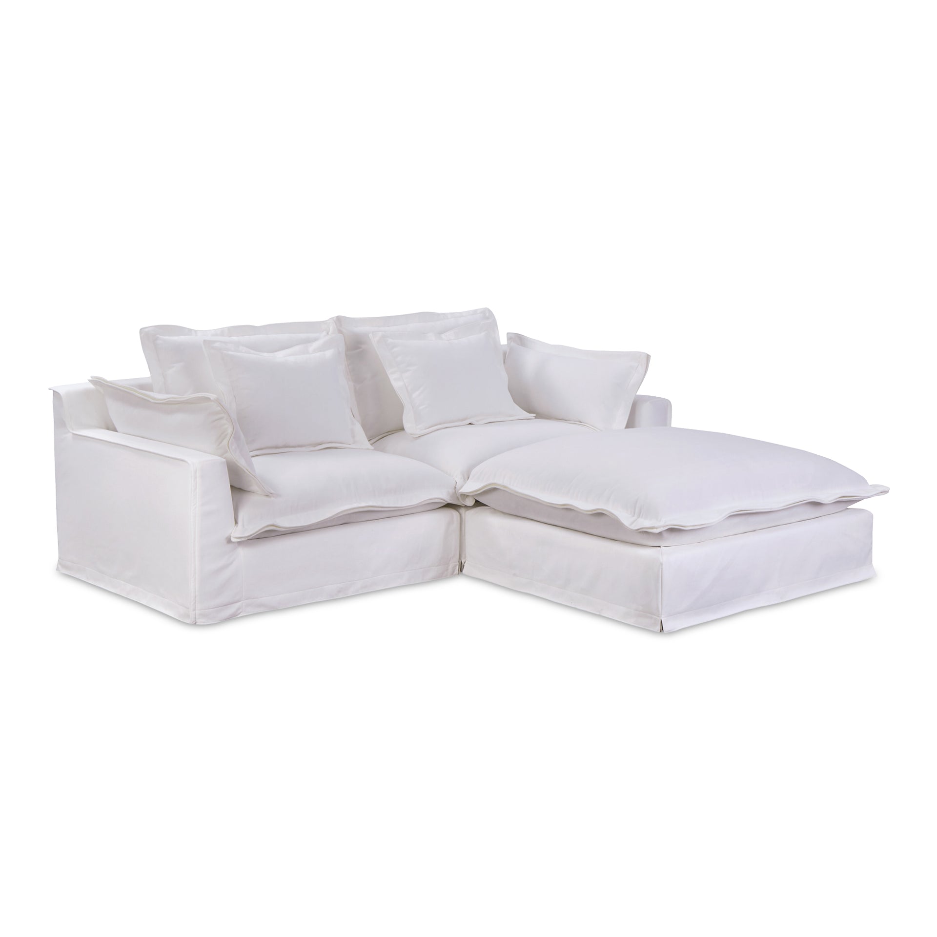 Morgan Nook Modular Sectional, Performance Fabric Upholstery with Feather Wrapped Cushions, 3 Seater, White