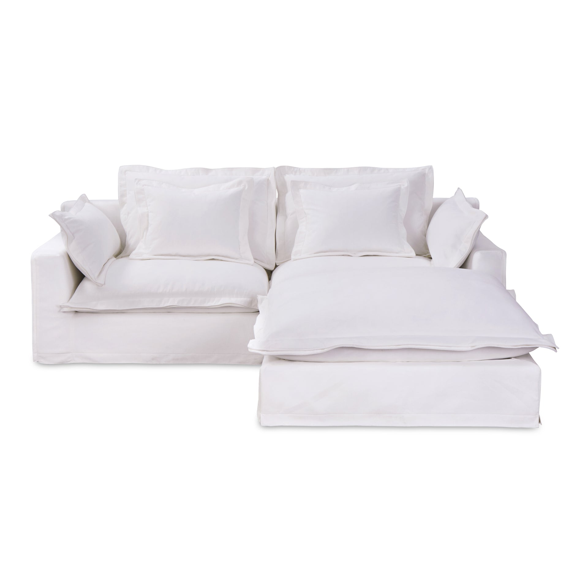 Morgan Nook Modular Sectional, Performance Fabric Upholstery with Feather Wrapped Cushions, 3 Seater, White