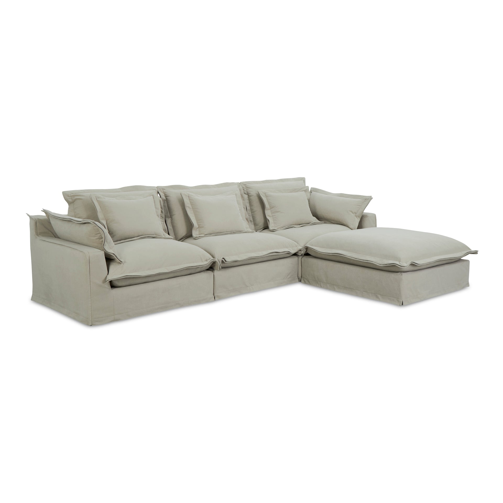 Morgan Lounge Modular Sectional, Performance Fabric Upholstery with Feather Wrapped Cushions, 4 Seater, Sand