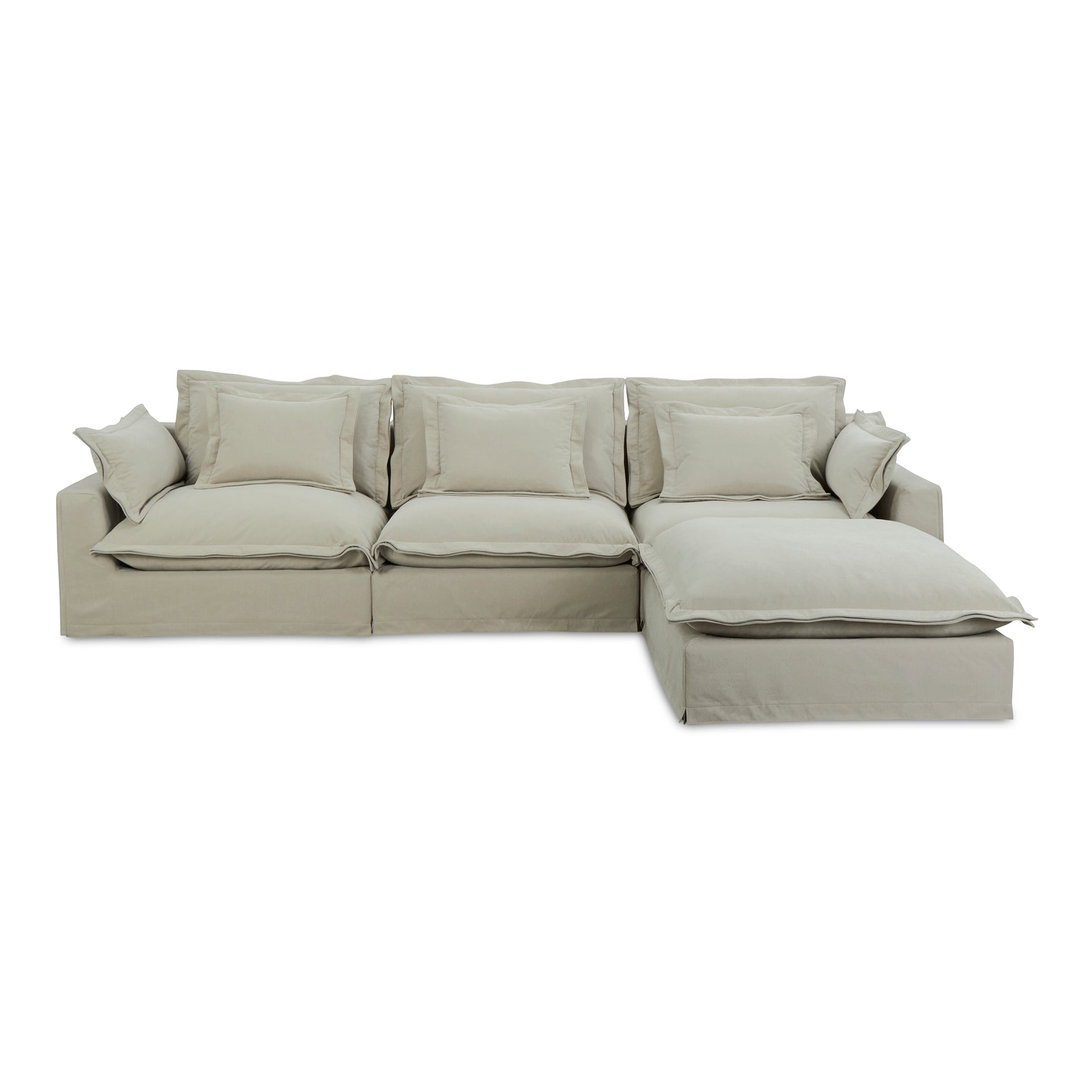 Morgan Lounge Modular Sectional, Performance Fabric Upholstery with Feather Wrapped Cushions, 4 Seater, Sand