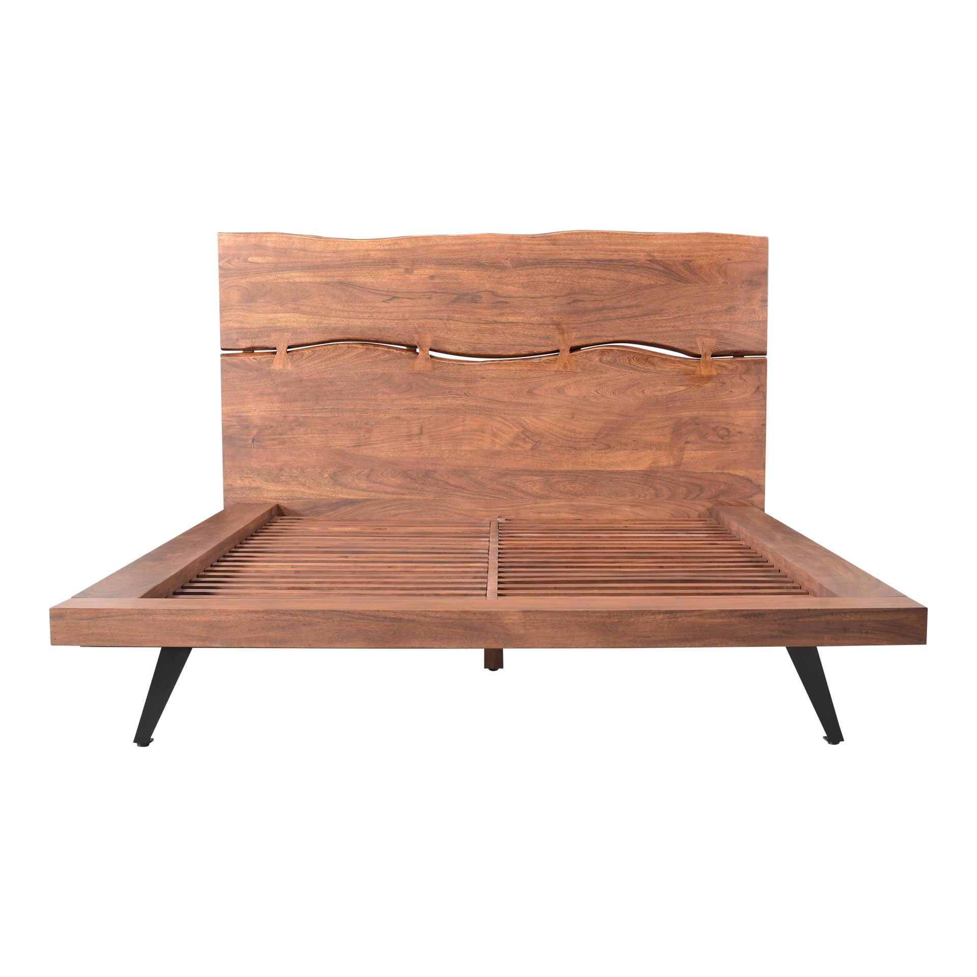 Sterling, Queen Platform Bed Solid Acacia and Robust Steel in Brown