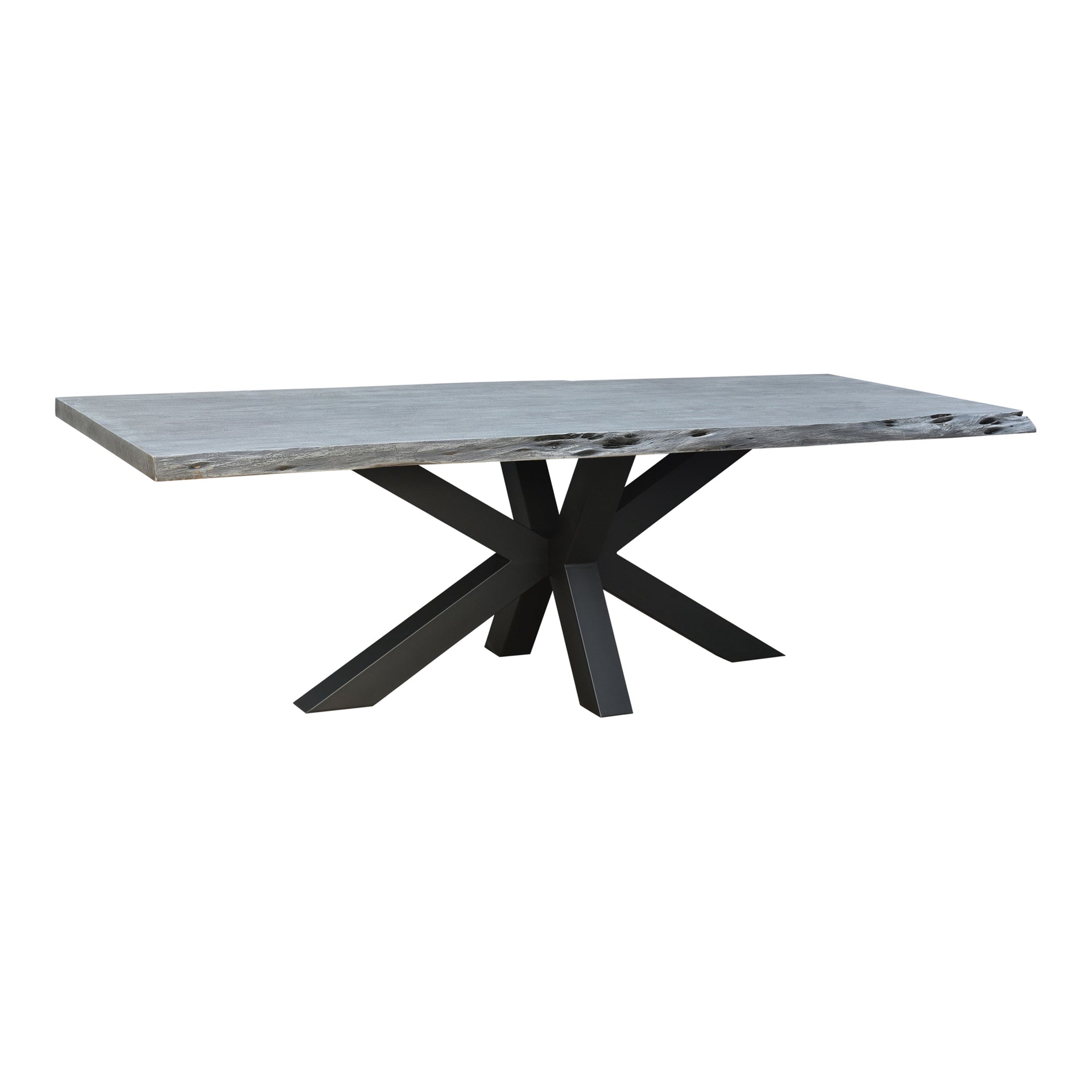 Paris, Dining Table Solid Acacia with Iron Base in Light Grey, Seats 4-6