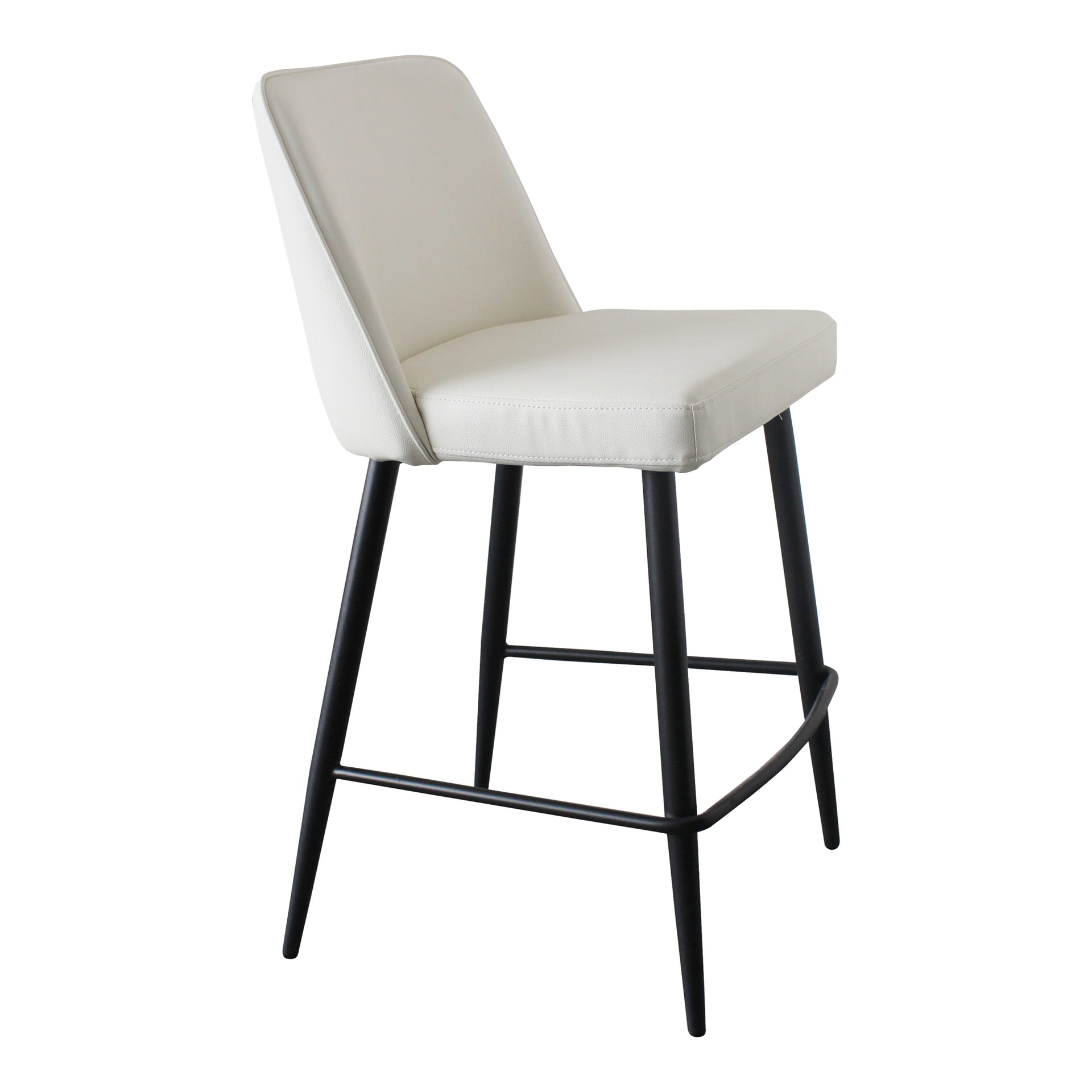 Clark Counter Stool, Vegan Leather Upholstery, Foam Cushion, Metal Frame, Ivory
