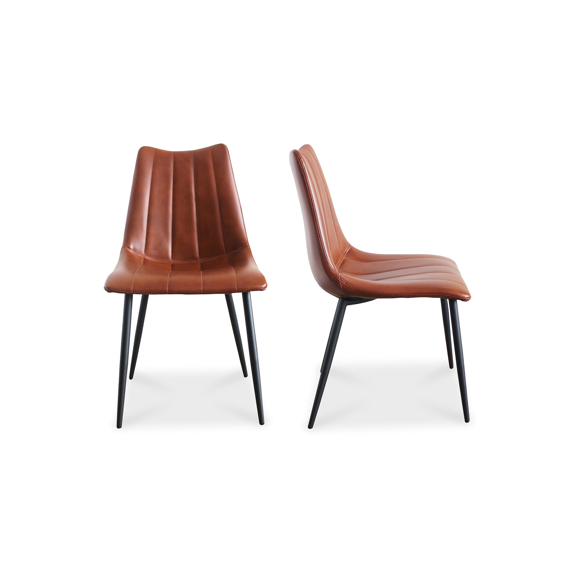Florian Dining Chair, Vegan Leather Upholstery, Metal Legs, Brown - Set of 2