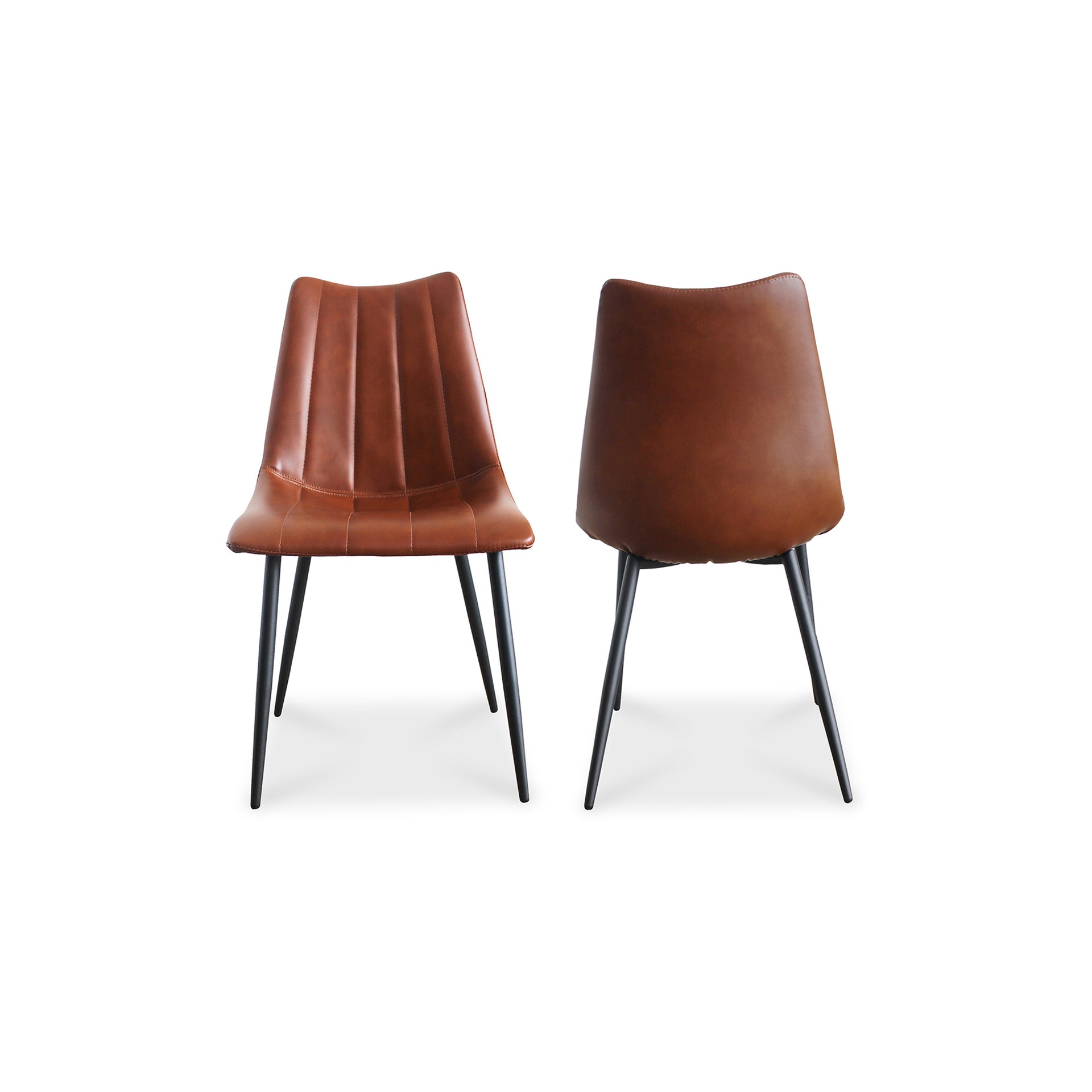 Florian Dining Chair, Vegan Leather Upholstery, Metal Legs, Brown - Set of 2