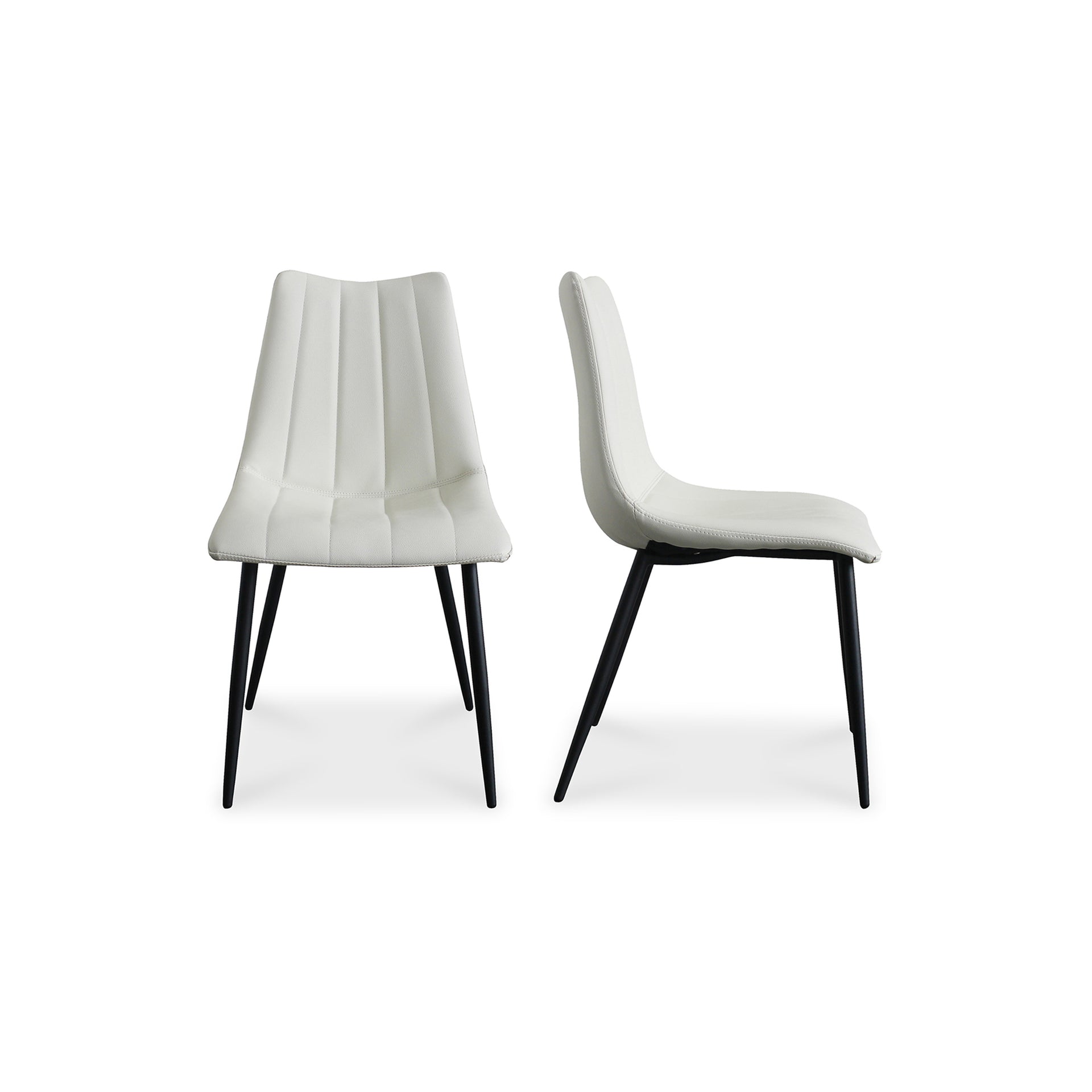 Florian Dining Chair, Vegan Leather Upholstery, Metal Legs, Ivory - Set of 2