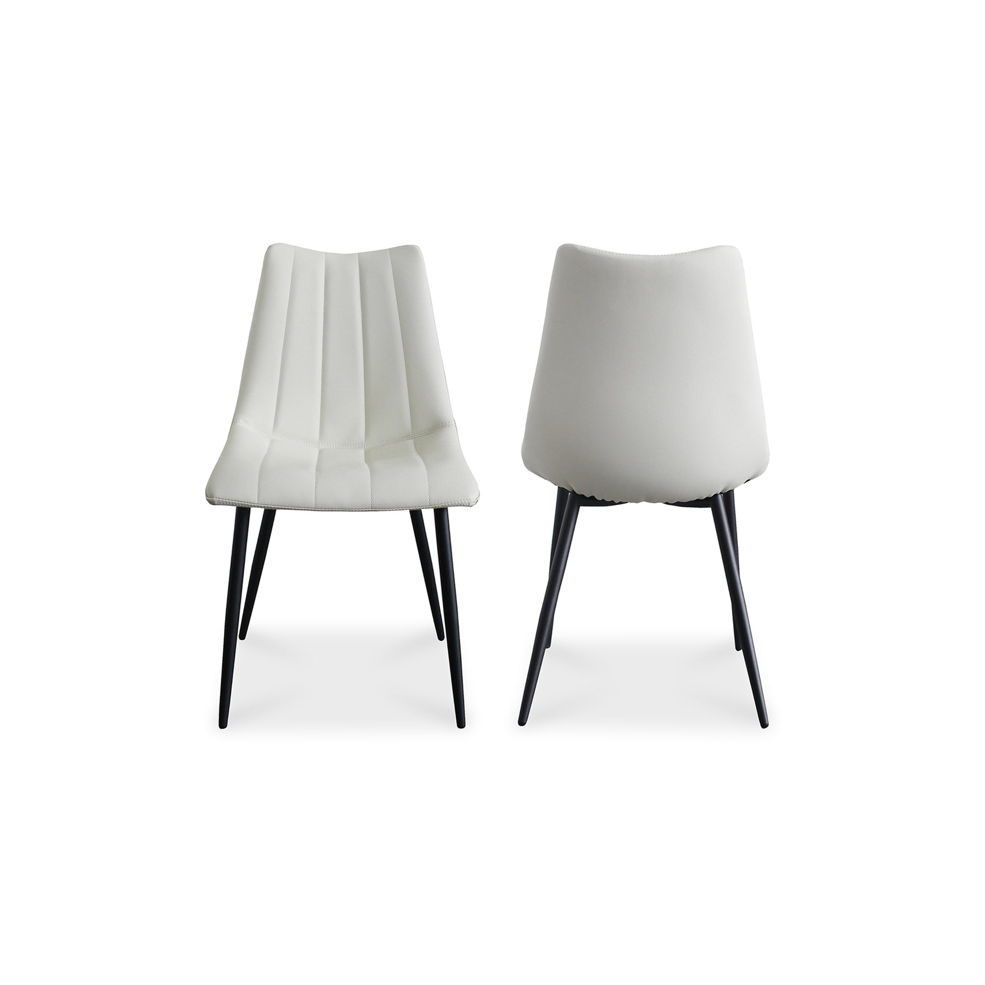 Florian Dining Chair, Vegan Leather Upholstery, Metal Legs, Ivory - Set of 2