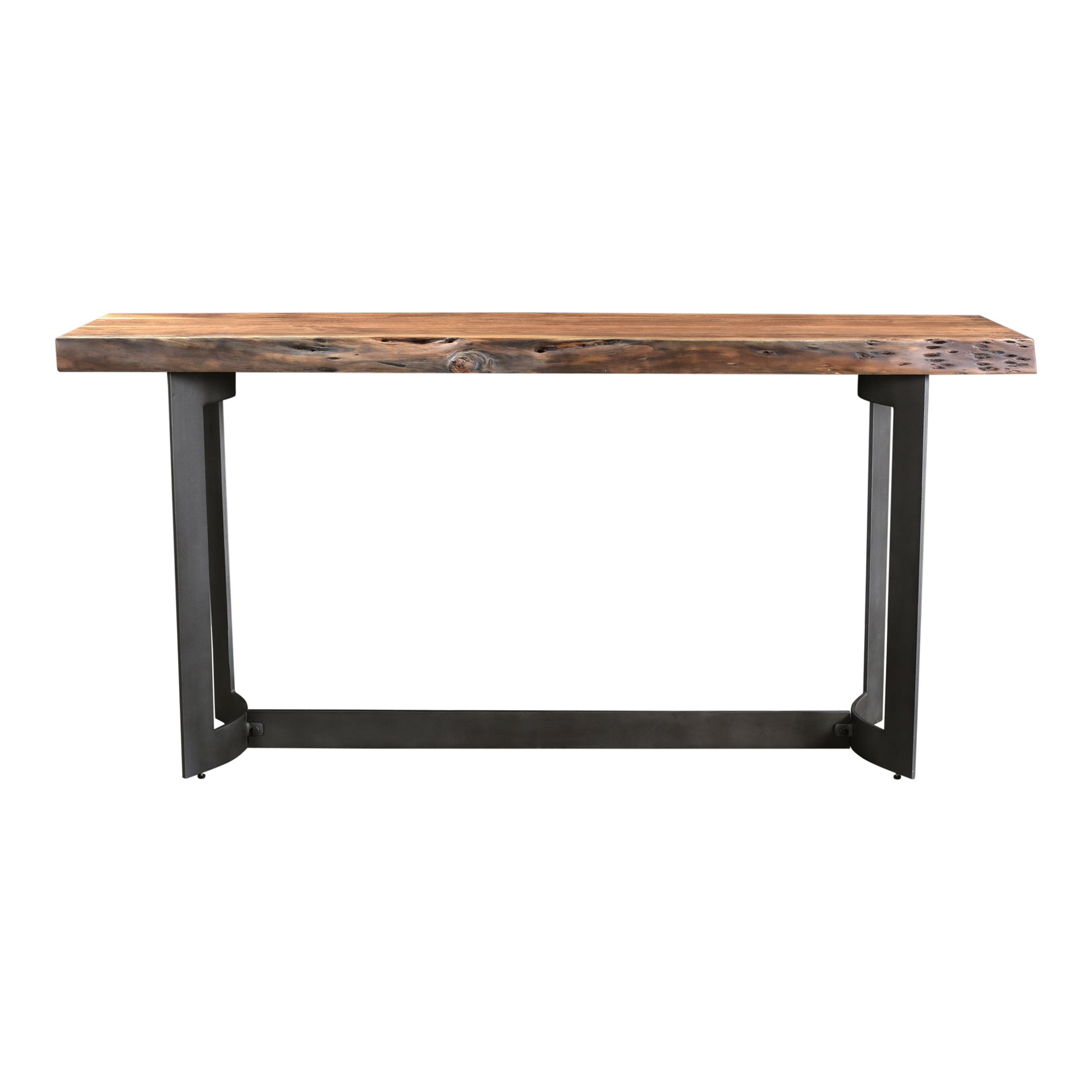 Ellis, Console Table, Solid Acacia Wood, Iron Base, Natural Stain